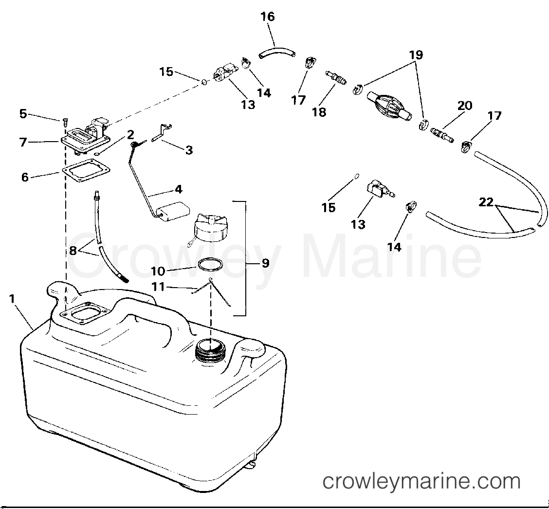 FUEL TANK 1993 Johnson Outboards 40 TJ40ELETB Crowley Marine