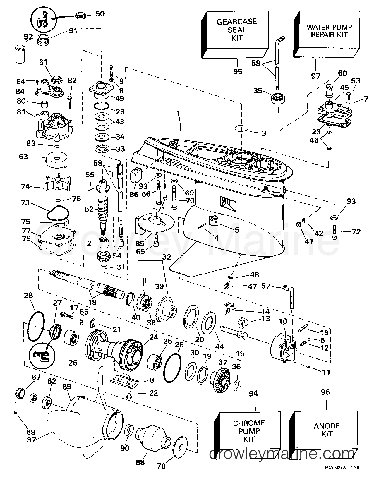 1996 Outboard 125 - SJ125WTPLV - GEARCASE