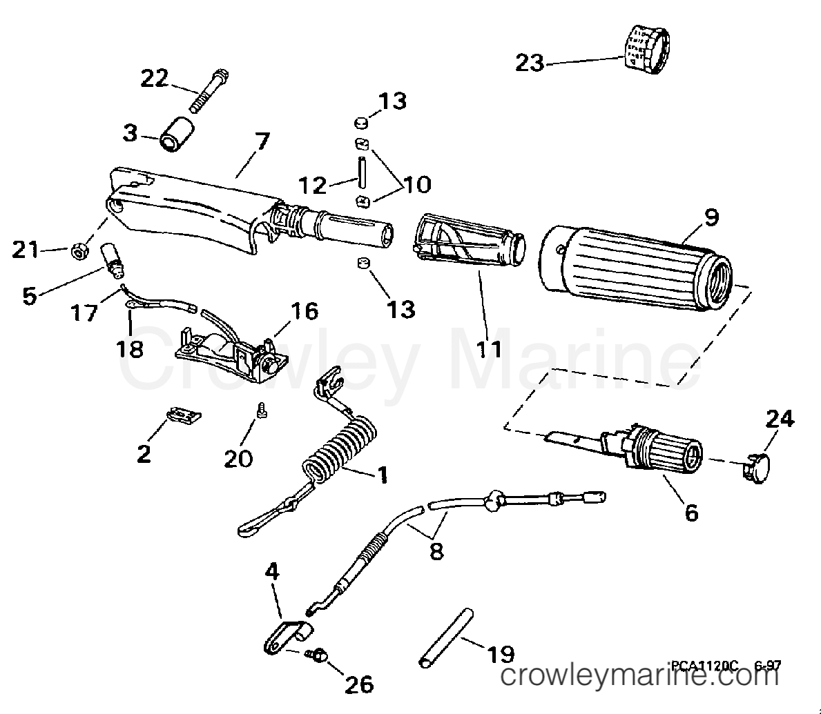1998 Outboard 8 - BJ8FRBECA - STEERING HANDLE