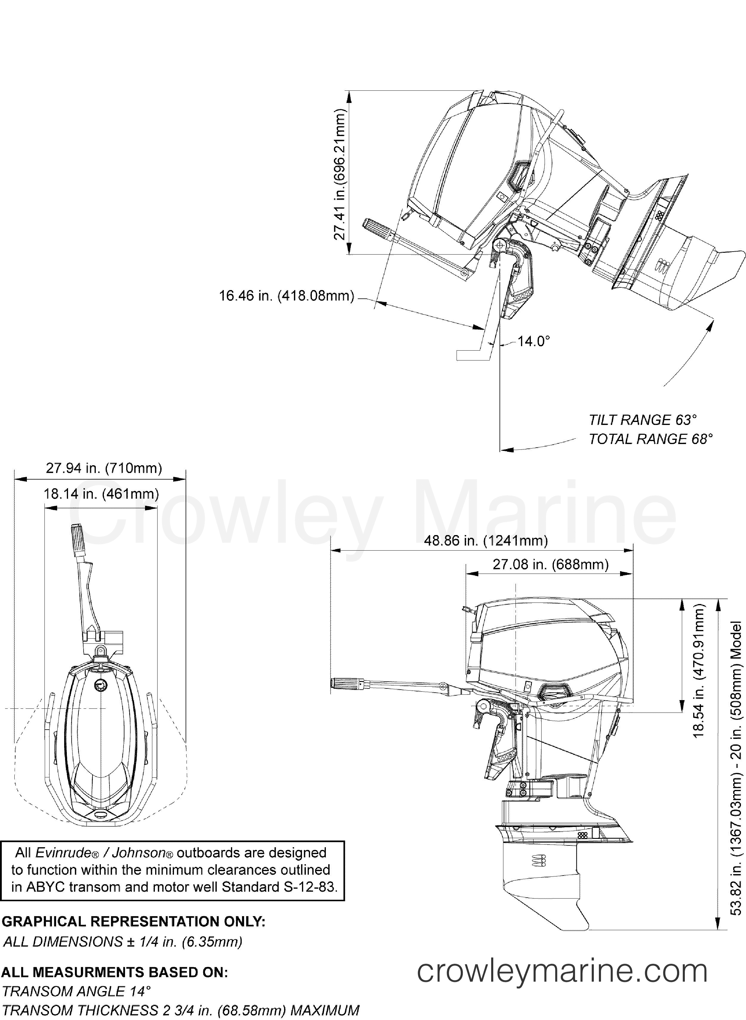 AA Outboard 55 - MFE - E55MRLAAA - PROFILE DRAWING