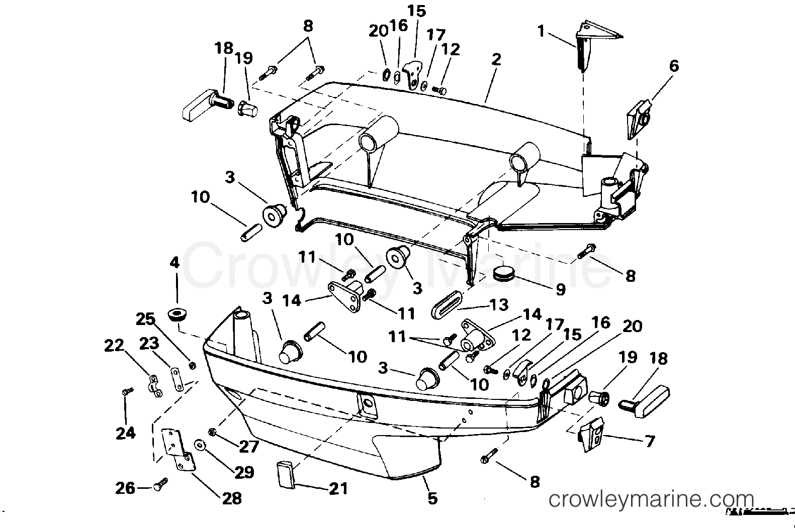1996 Outboard 28 - E40JREDC - LOWER ENGINE COVER