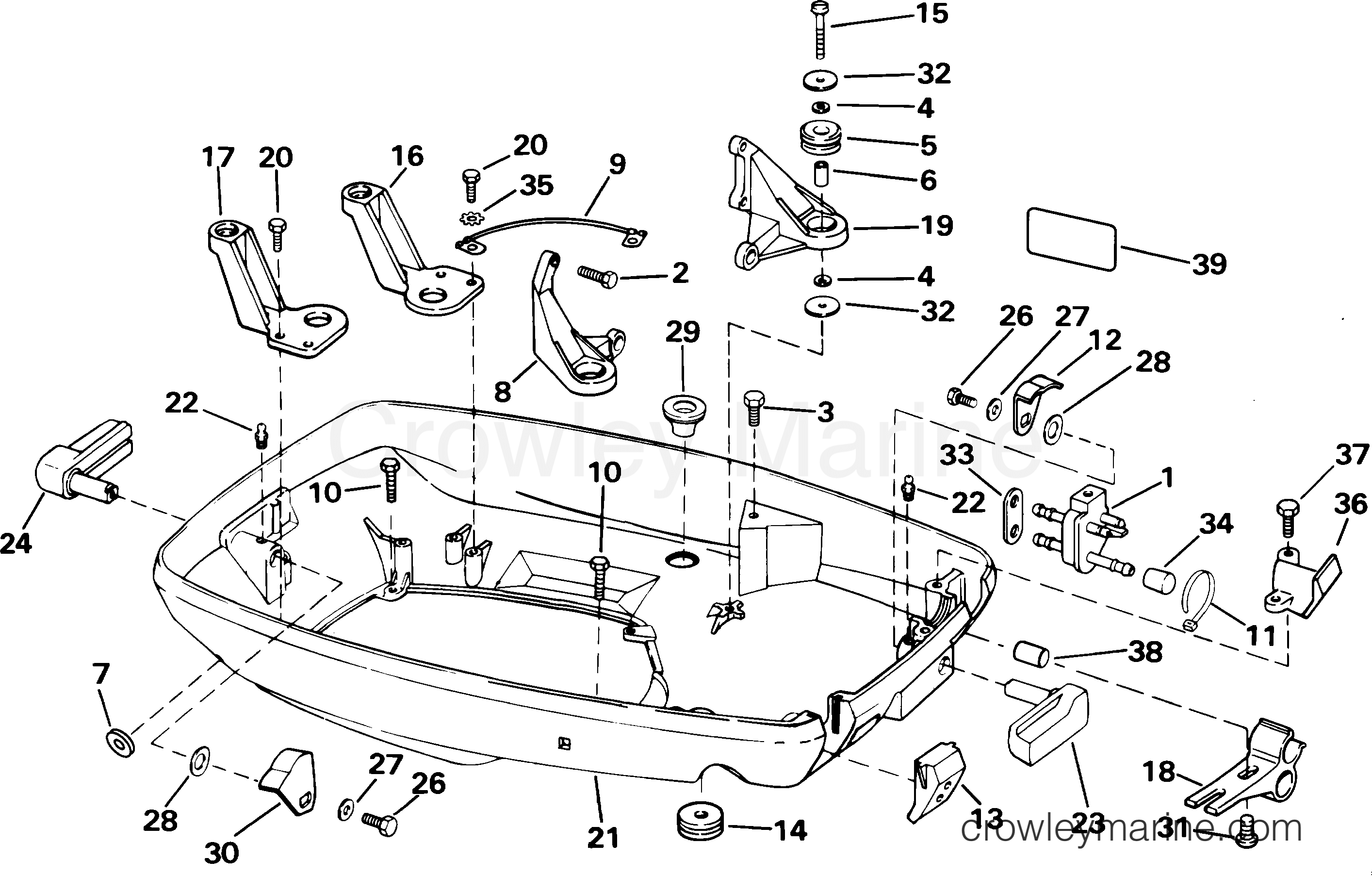2001 Outboard 60 - J60PLSID - LOWER ENGINE COVER