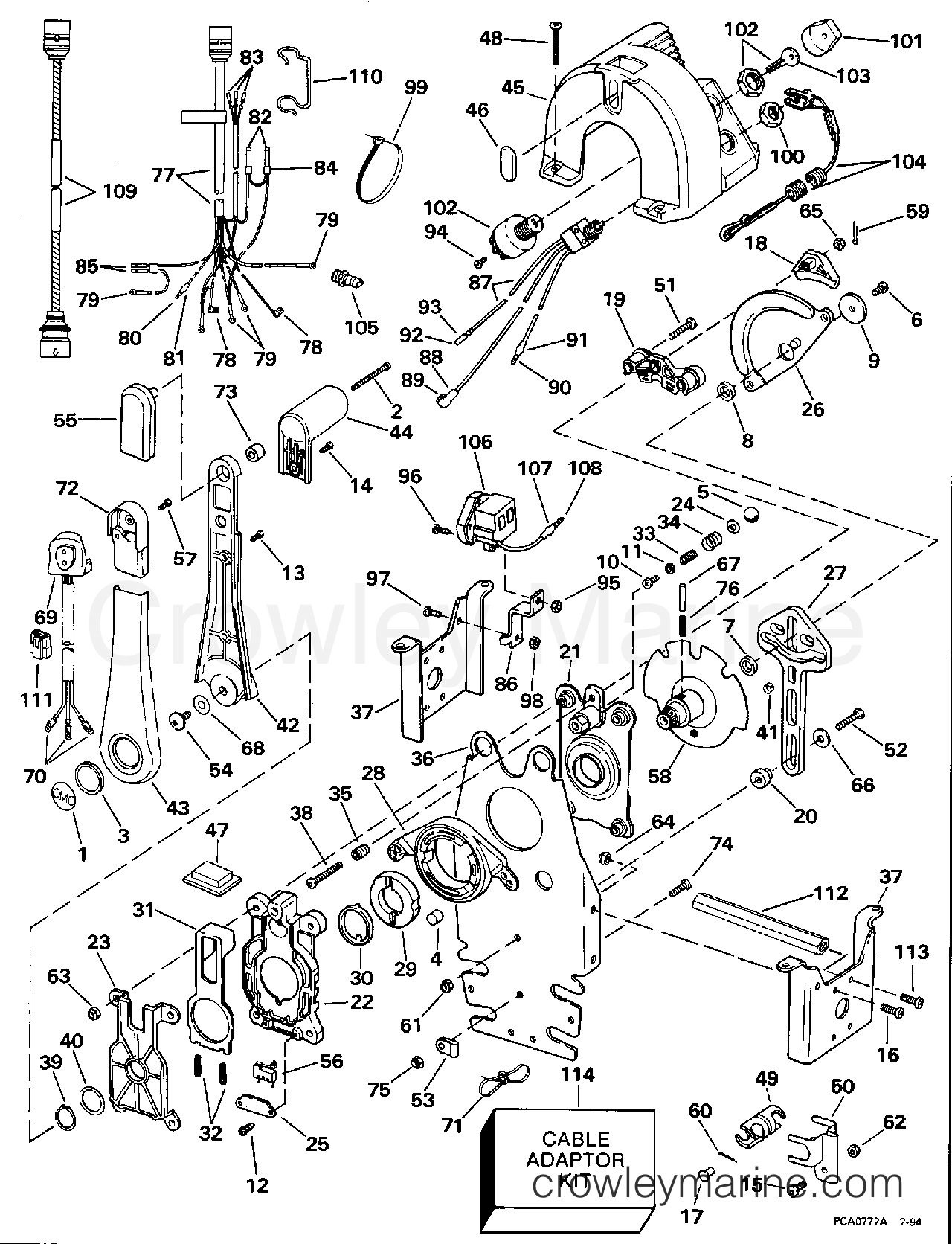 1995 Rigging Accessories - Remote Controls - REMOTE CONTROL - BINNACLE - SINGLE LEVER - PREWIRED