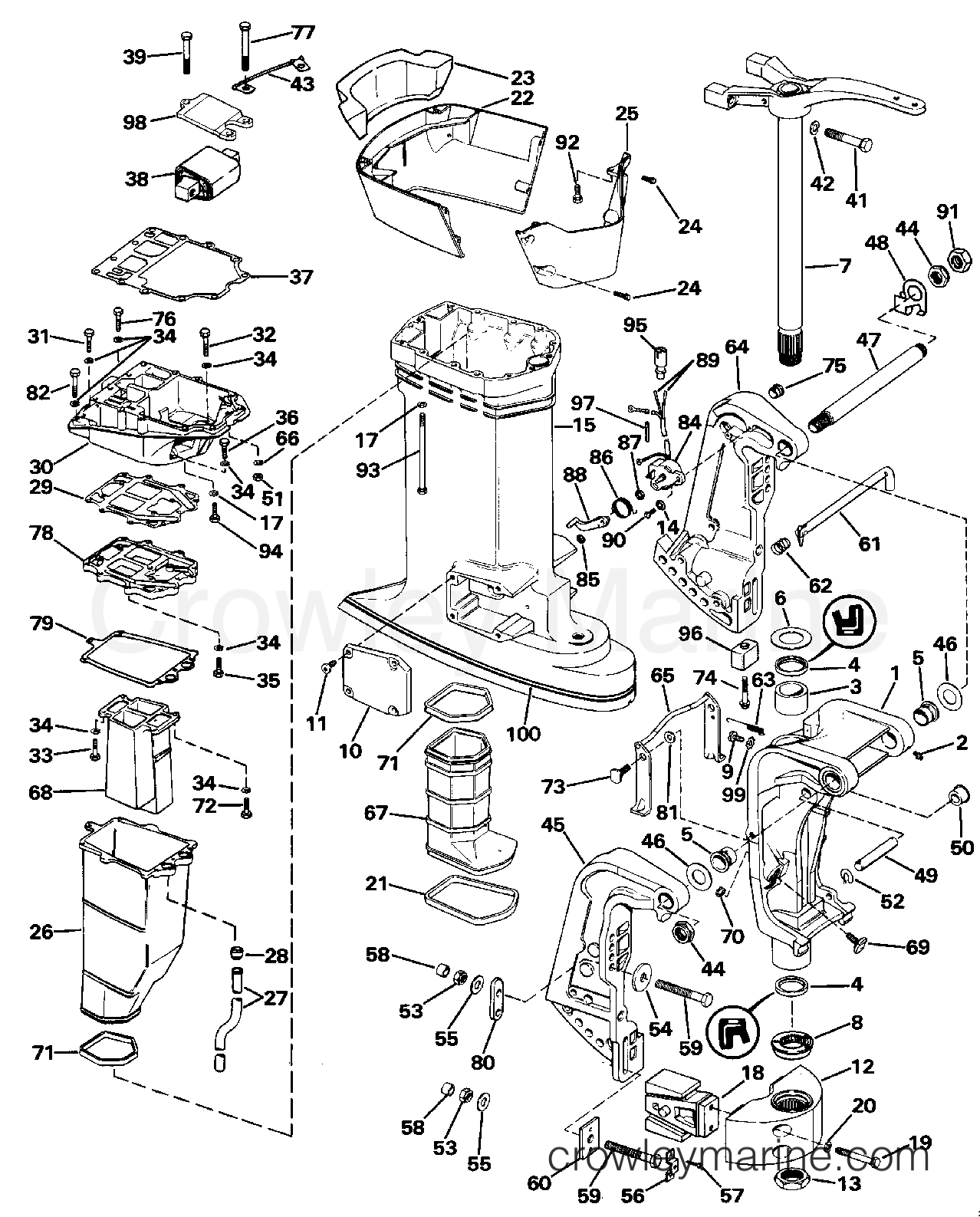 1988 Outboard 155 - X155WTXM - MIDSECTION