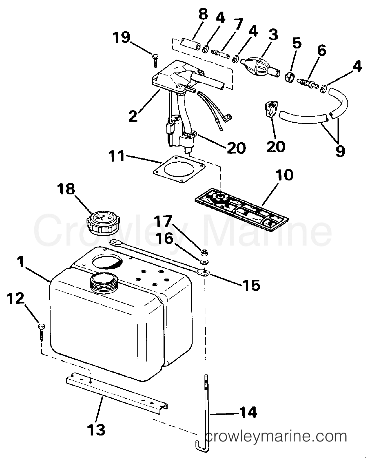 1986 Evinrude Outboards 200 - E200STLCDR VRO OIL TANK KIT-1.8 GALLON section