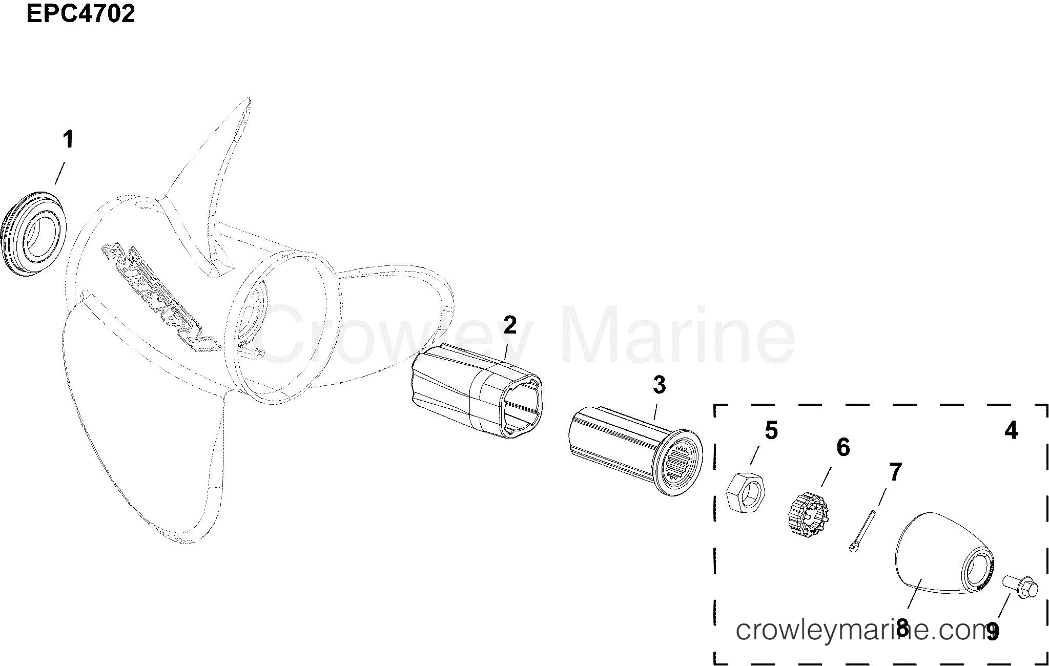 AA Outboard 150 - 2.7L - C150PXAAA - PROPELLER HARDWARE, SLX