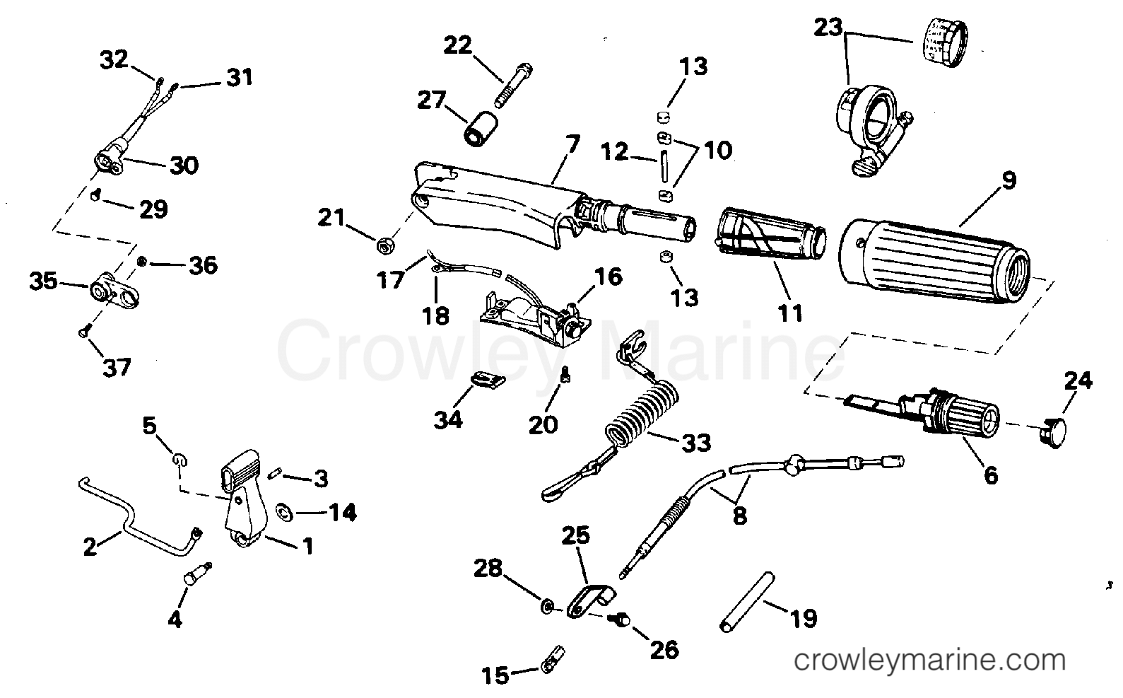 1995 Outboard 15 - J15EEOD - STEERING & SHIFT HANDLE
