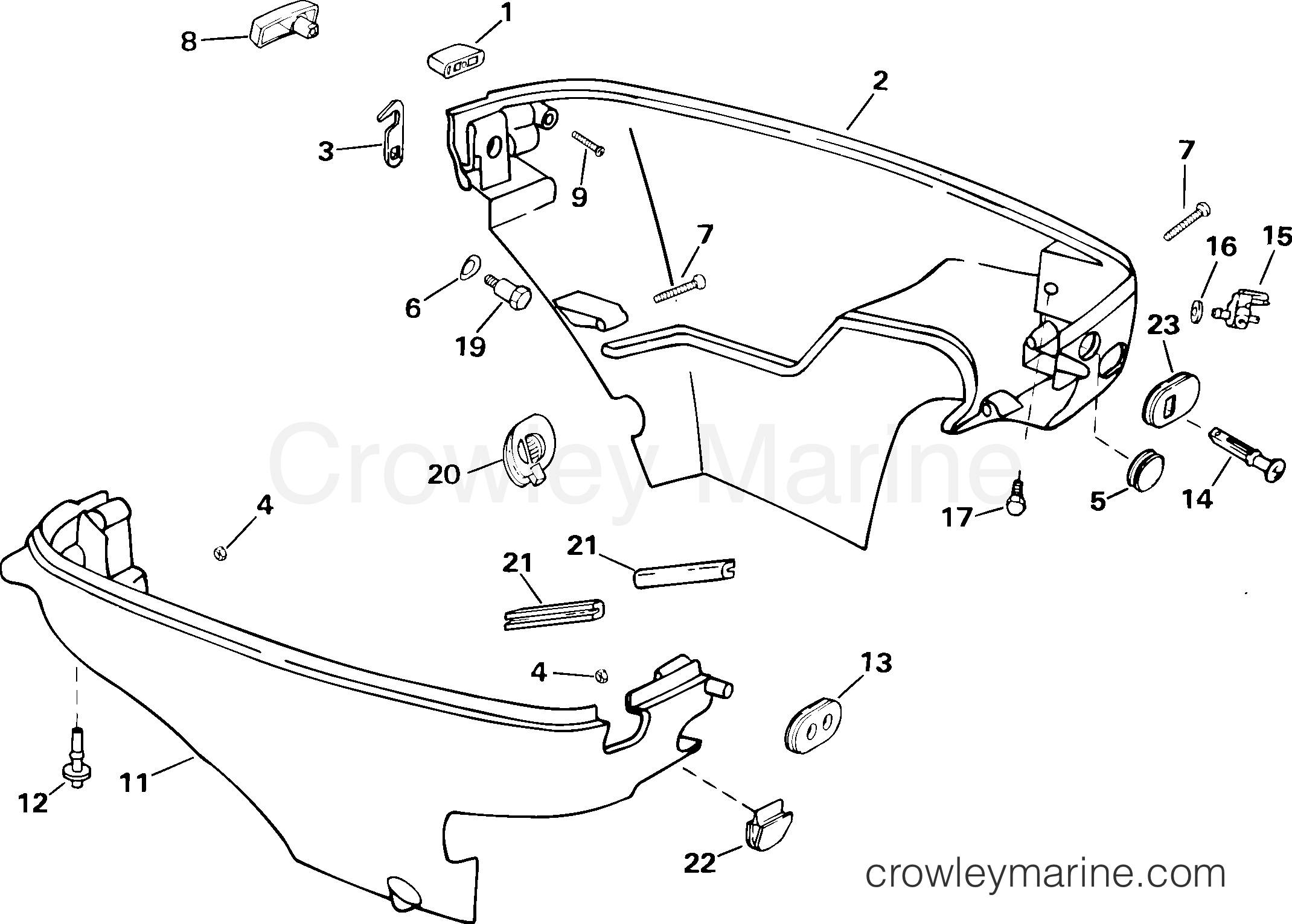 2004 Outboard 6 - J6R4SRC - LOWER ENGINE COVER
