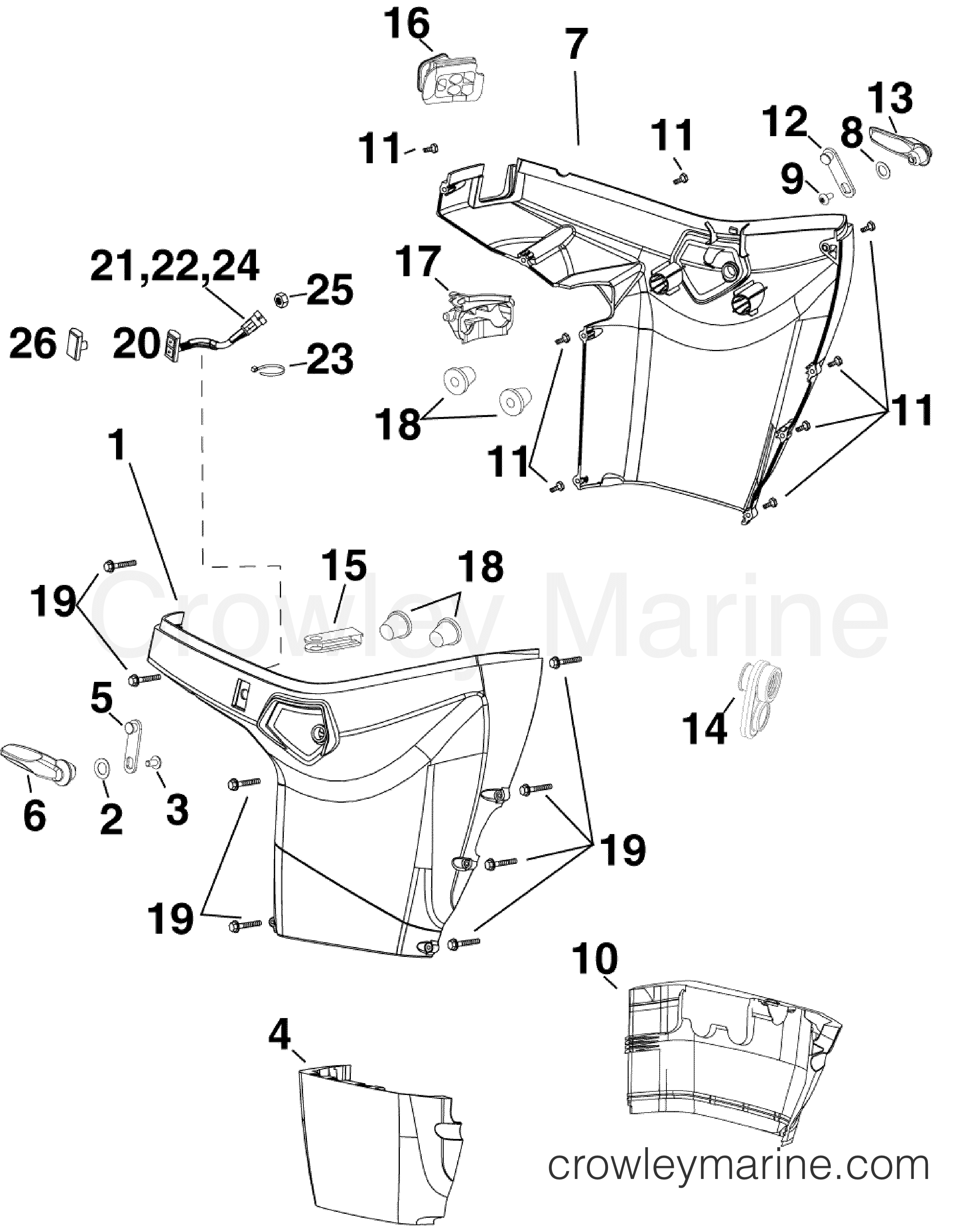 2010 Evinrude Outboards 40 - E40DPLISF LOWER ENGINE COVER section