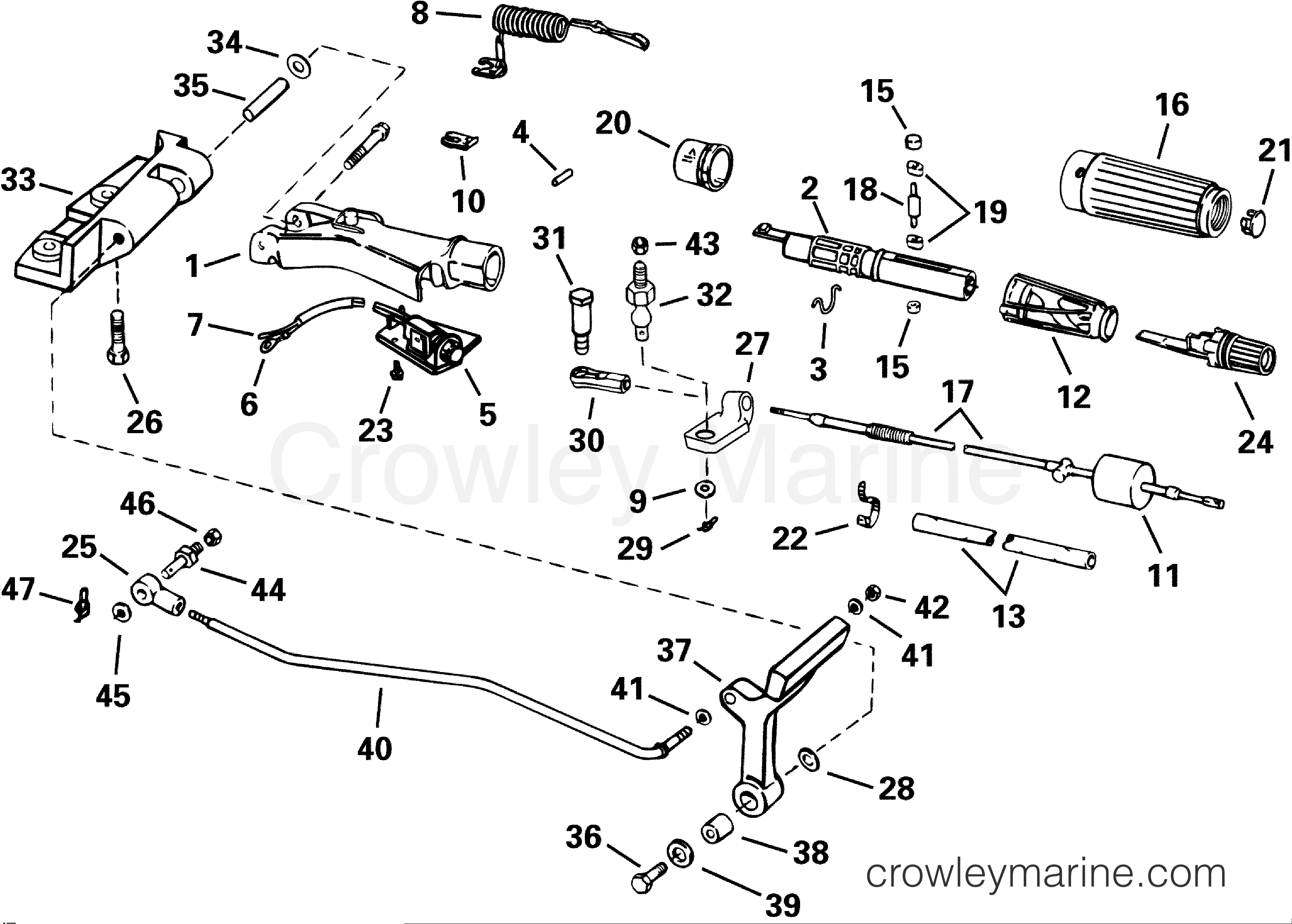 2001 Outboard 25 - J25TESIS - STEERING & SHIFT HANDLE