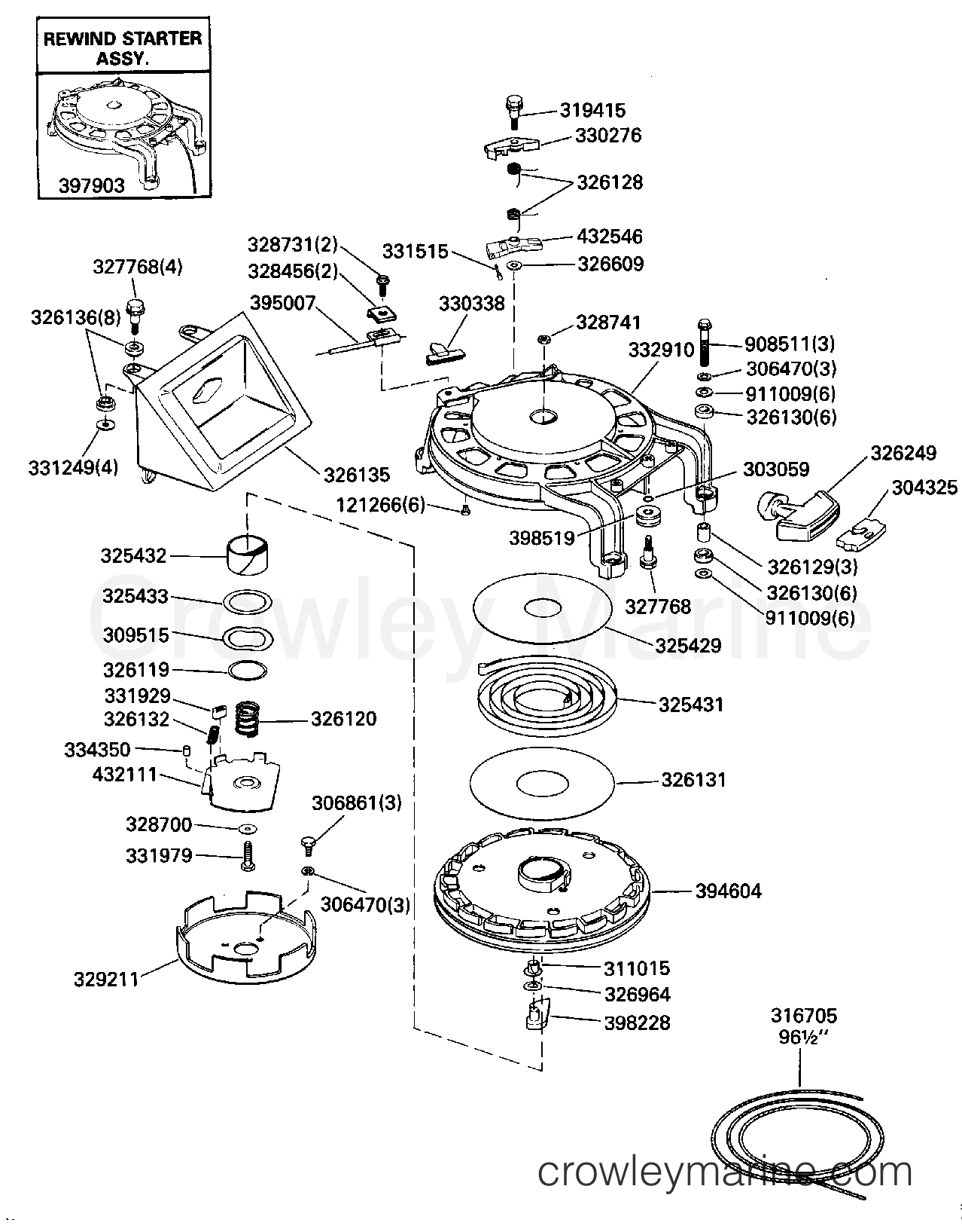 1989 Outboard 40 - E40ECEC - REWIND STARTER