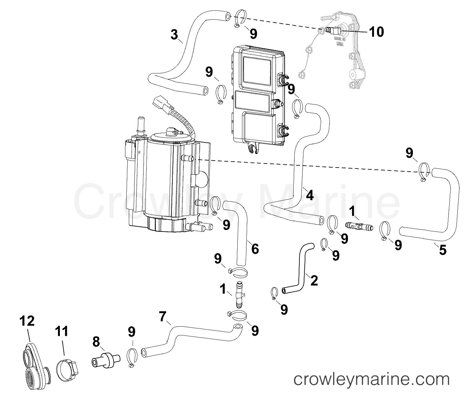 AA Outboard 90 - E90DPXAAA - COOLING HOSES