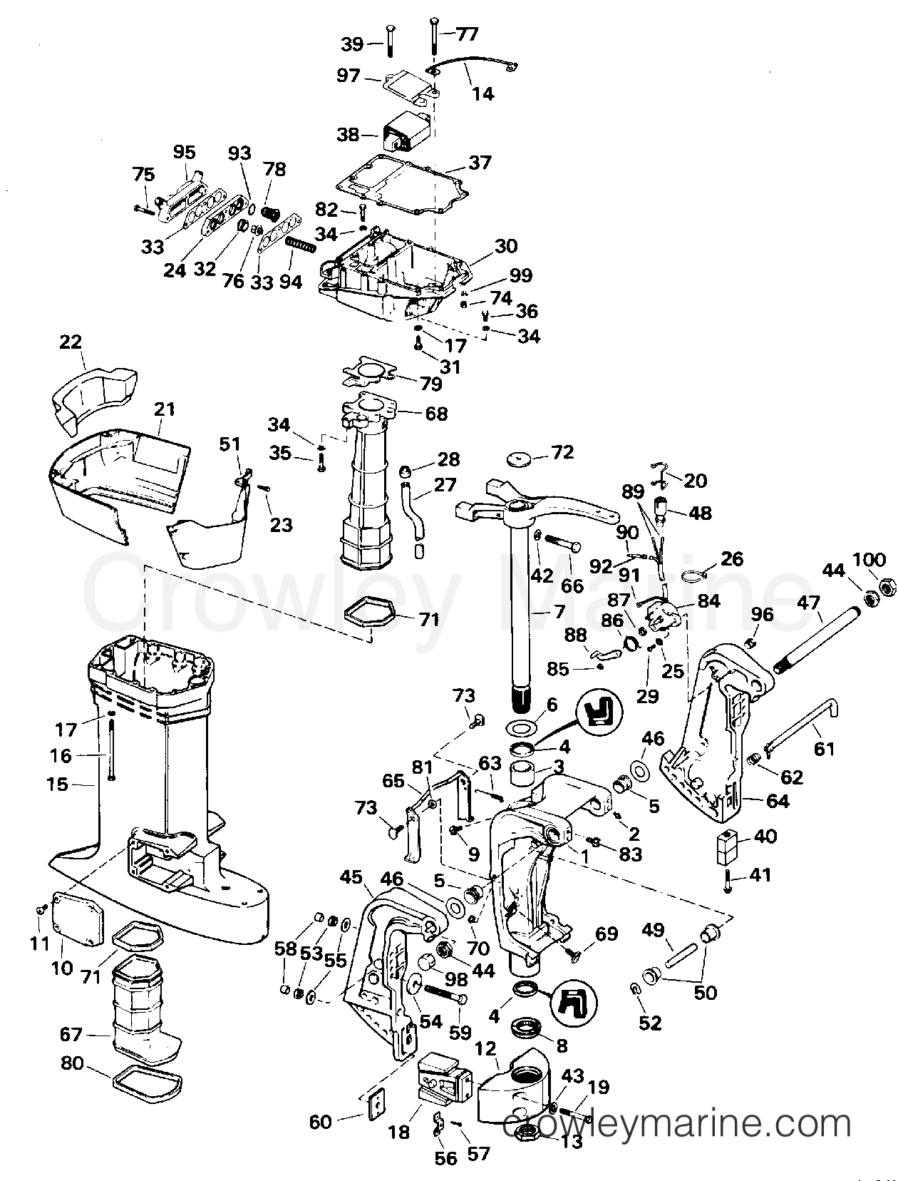 1996 Outboard 100 - J100WTXEDR - MIDSECTION