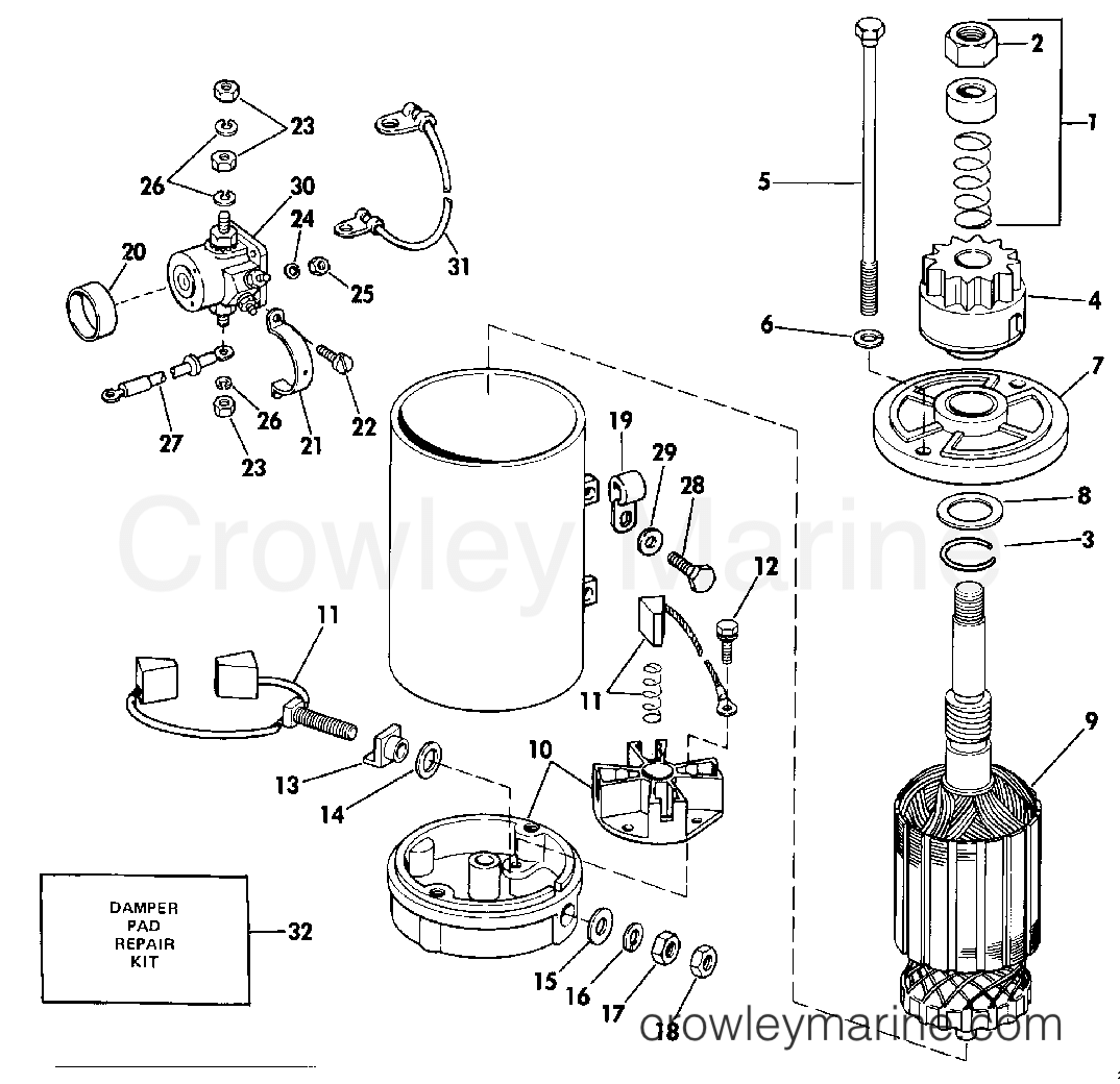 ELECTRIC STARTER & SOLENOID 1984 Outboard 115 E115MLCRD Crowley Marine
