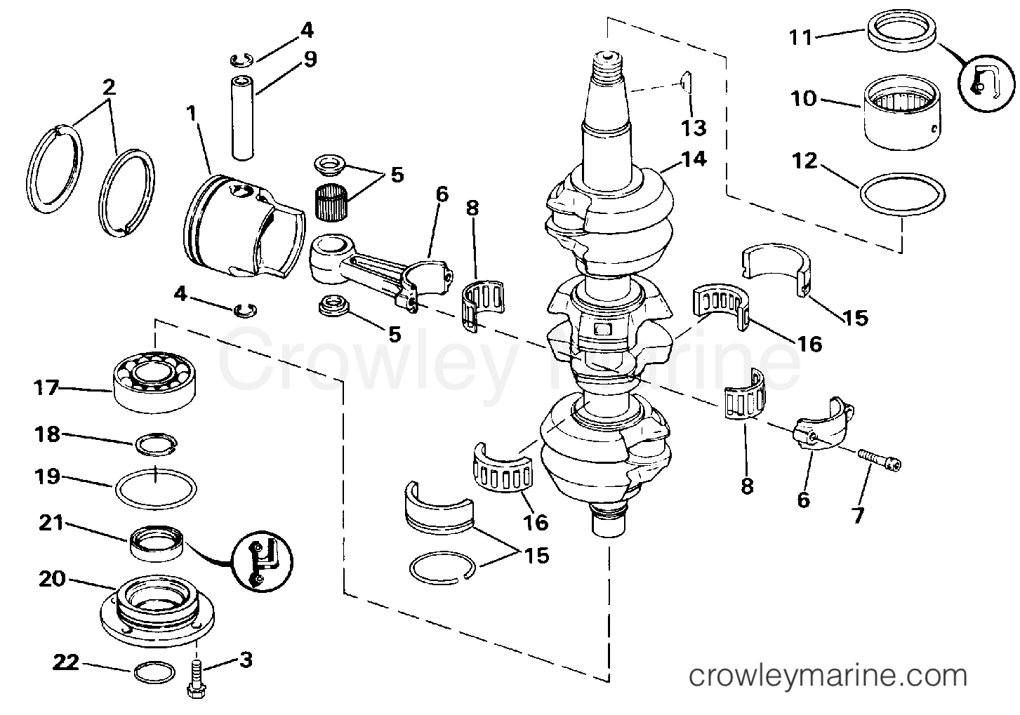 1992 Outboard 60 - J60TTLENE - CRANKSHAFT & PISTON