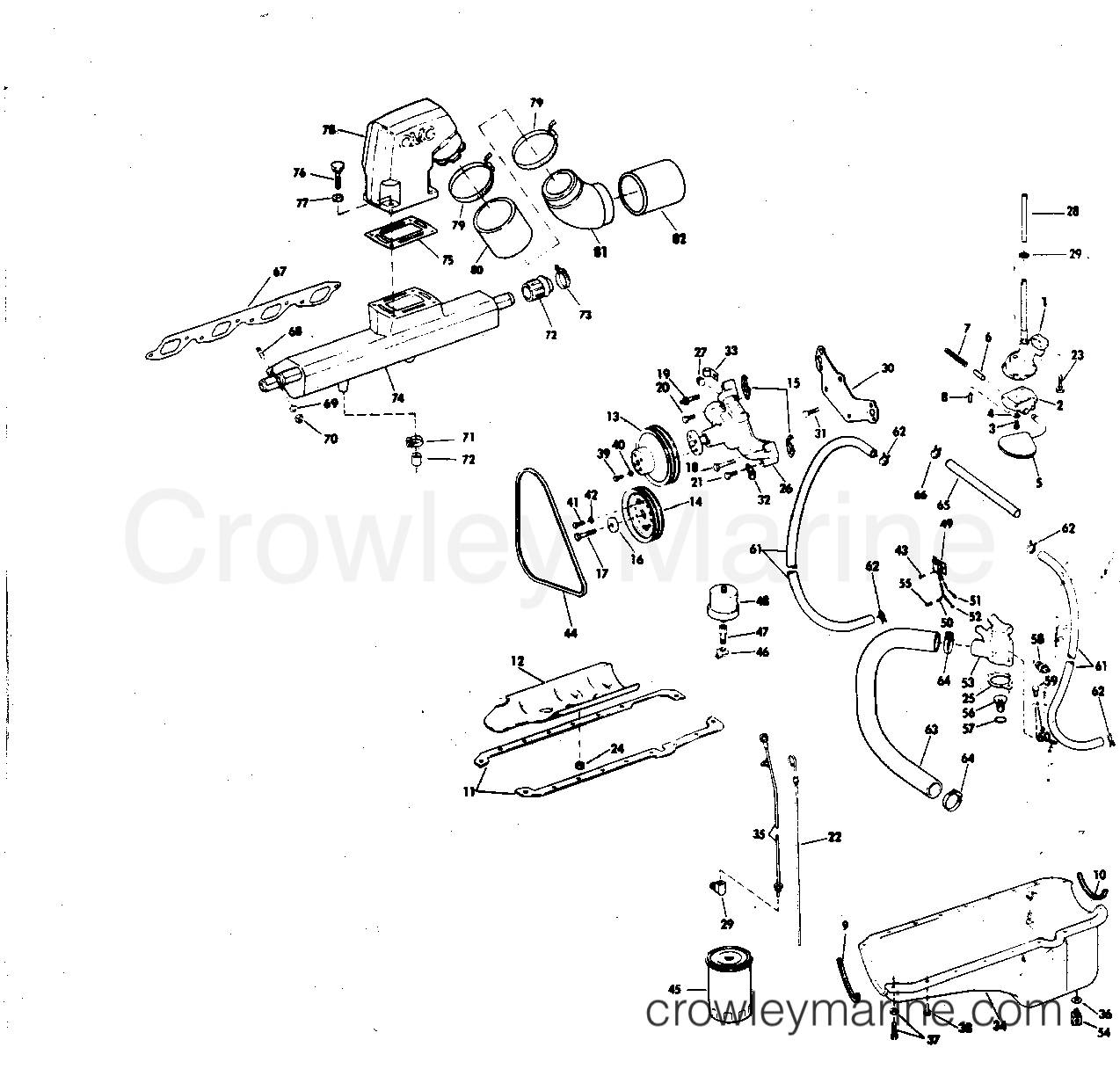 1978 OMC Stern Drive 240 - 990250P EXHAUST & OIL SYSTEM GROUP 185-225 HP MODELS section