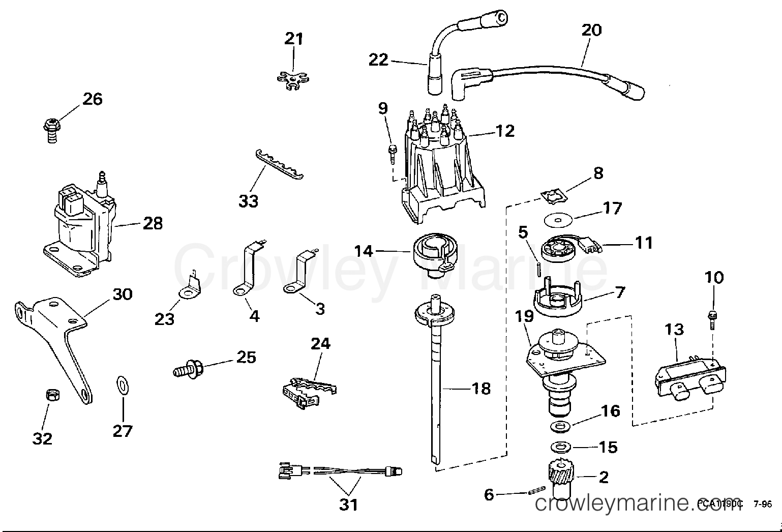 1997 OMC Stern Drive 7.4 - 744FPLKD DISTRIBUTOR & IGNITION COIL - MPFI MODELS section