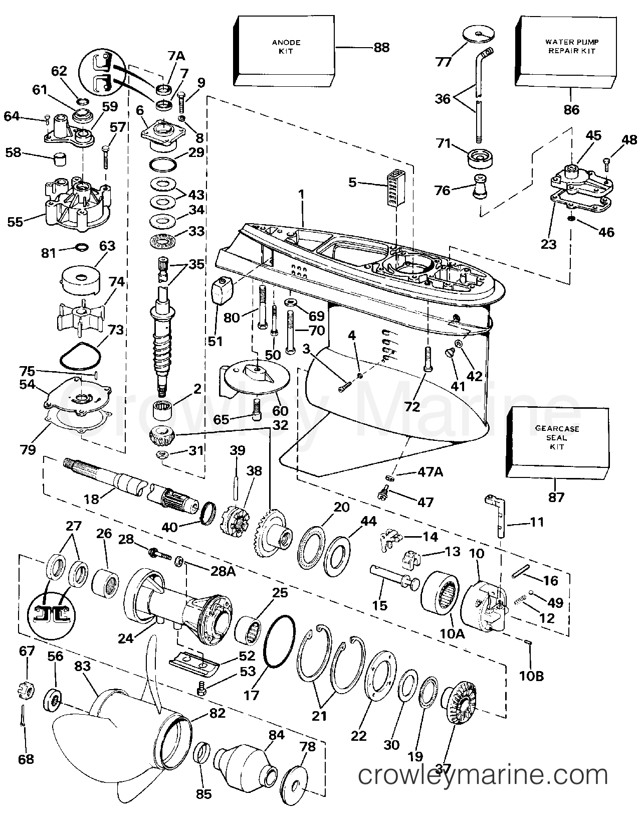 1986 Outboard 150 - J150TXCDC - GEARCASE
