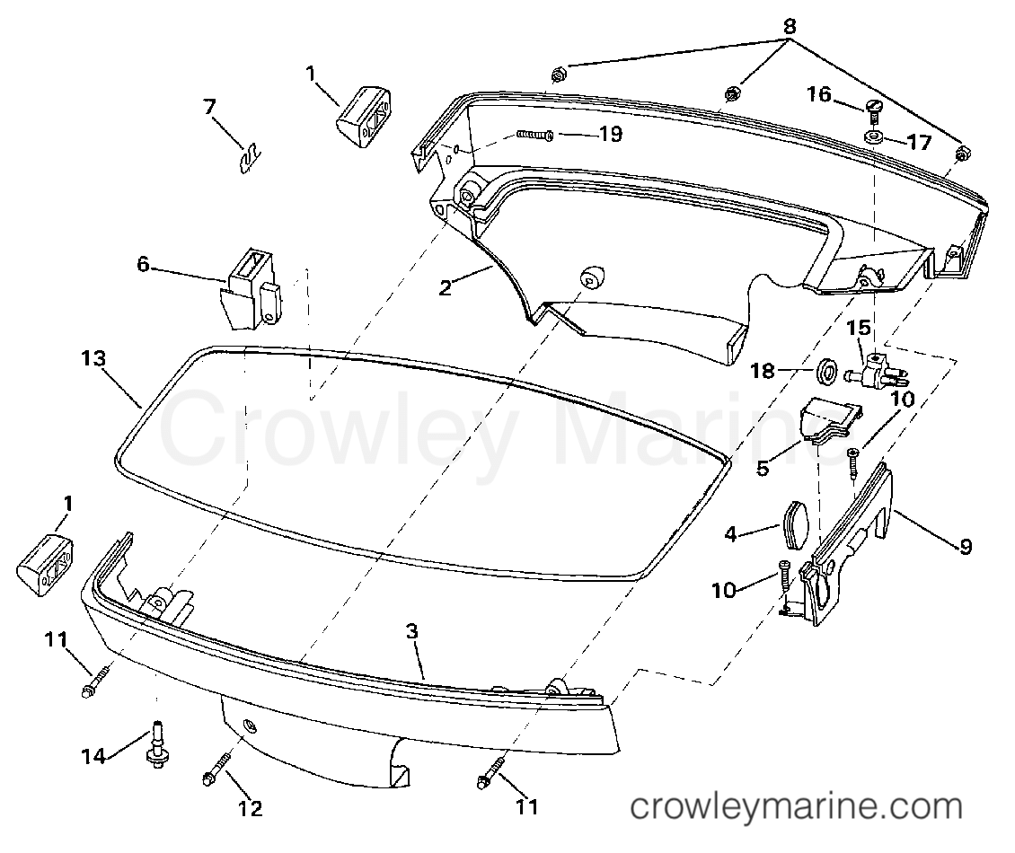 1997 Outboard 8 - J8SRLEUC - LOWER ENGINE COVER