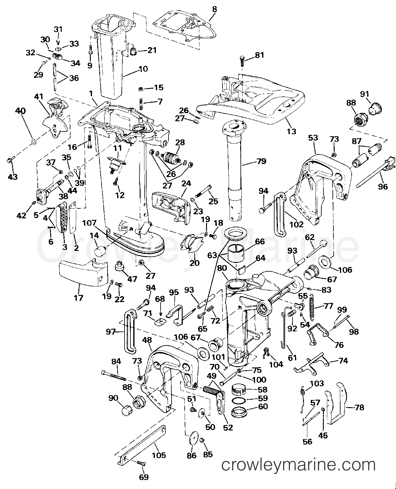 1990 Outboard 35 - E35RLESS - MIDSECTION - 30 & 35 MODELS ONLY