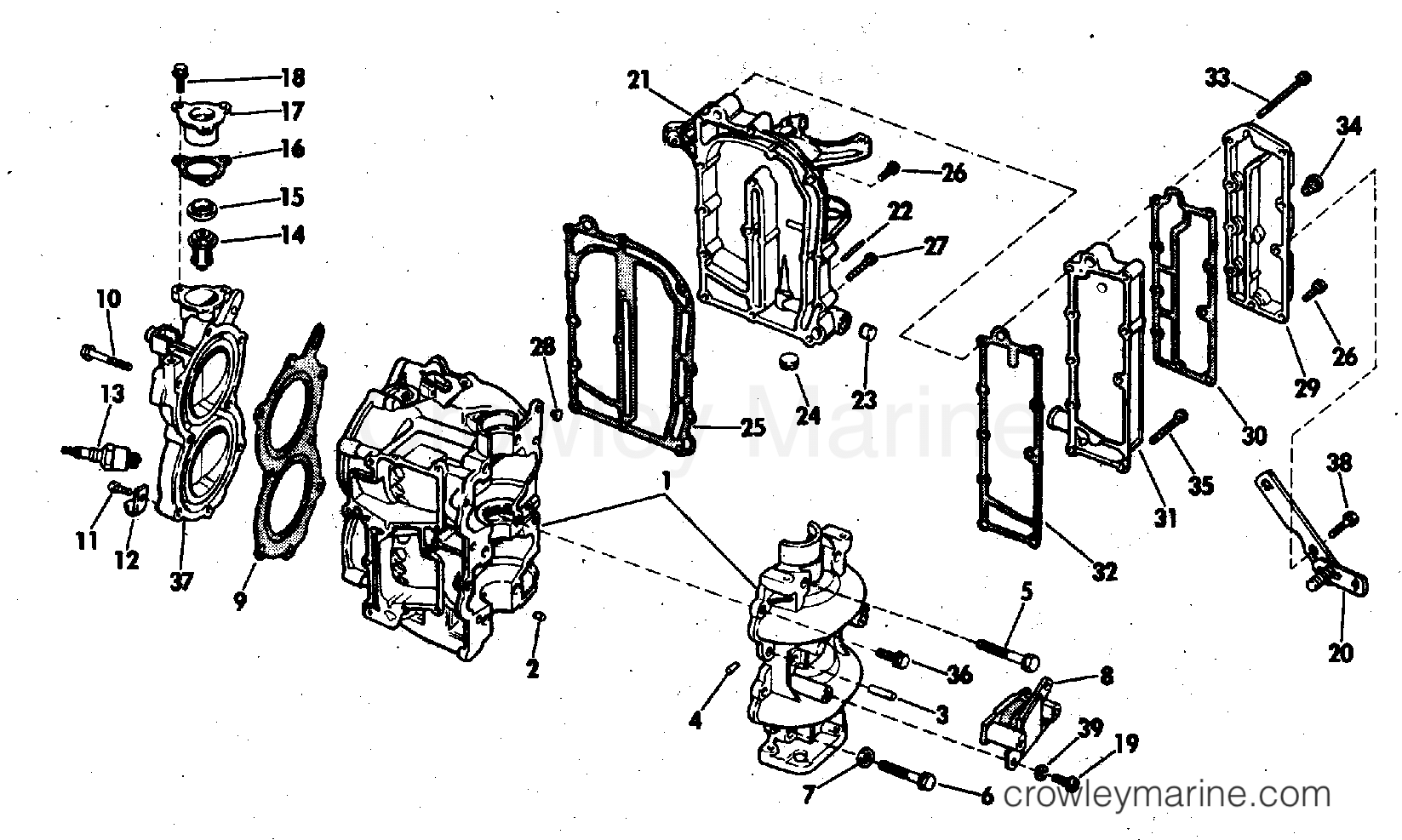 1973 Outboard 9.5 - 9RL73B - CYLINDER & CRANKCASE