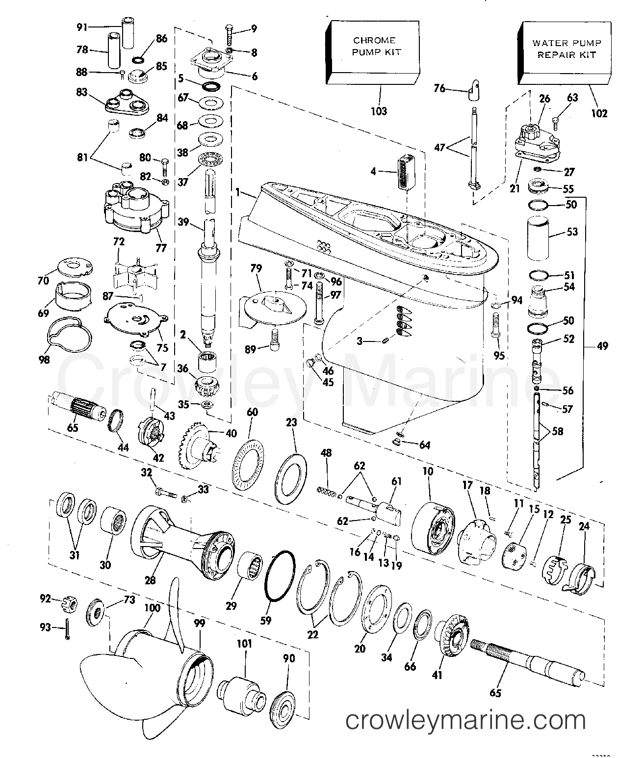 1977 Outboard 85 - 85EL77S - GEARCASE