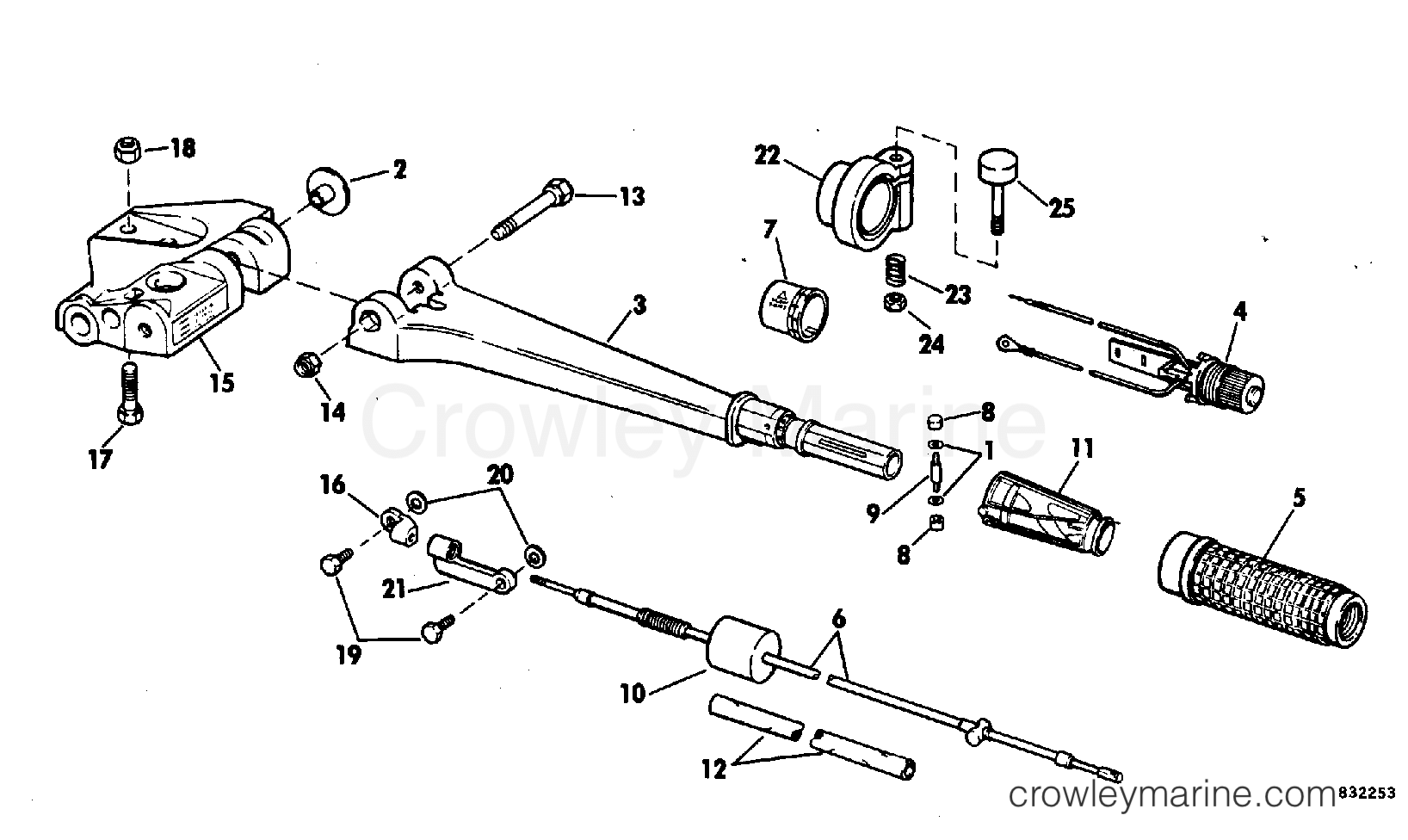 1983 Evinrude Outboards 55 - E55RSLN - STEERING HANDLE section