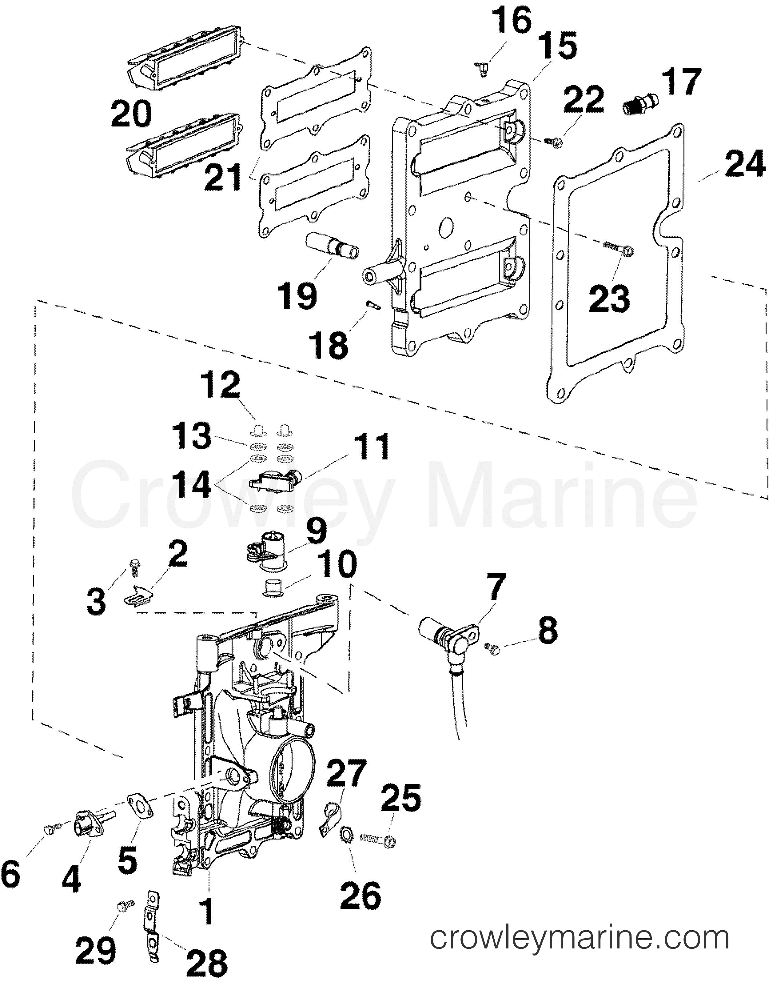AB Outboard 55 - MFE - E55MRLABF - INTAKE MANIFOLD ASSEMBLY