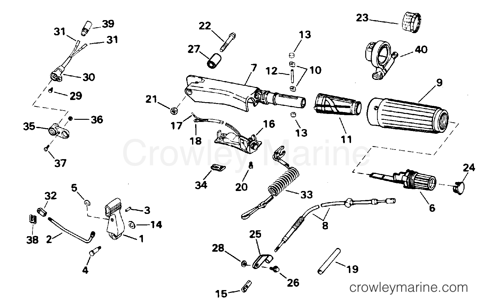1996 Outboard 9.9 - BJ10FPXEDC - STEERING & SHIFT HANDLE