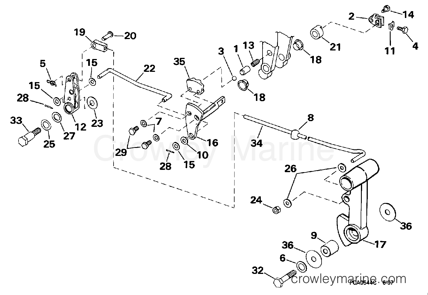 1998 Outboard 40 - SJ40RSLR - SHIFT LINKAGE