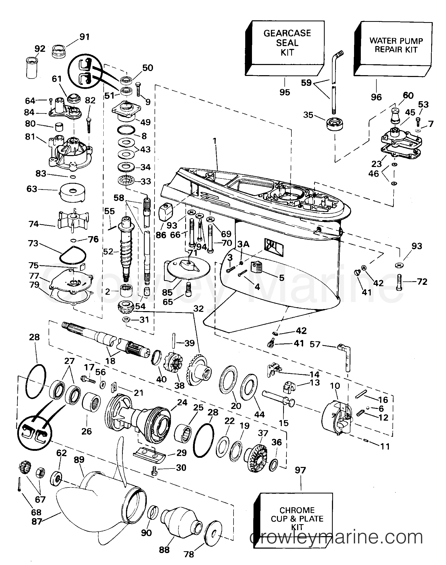 2000 Outboard 90 - E90FPLSSH - GEARCASE - FPX, FX MODELS