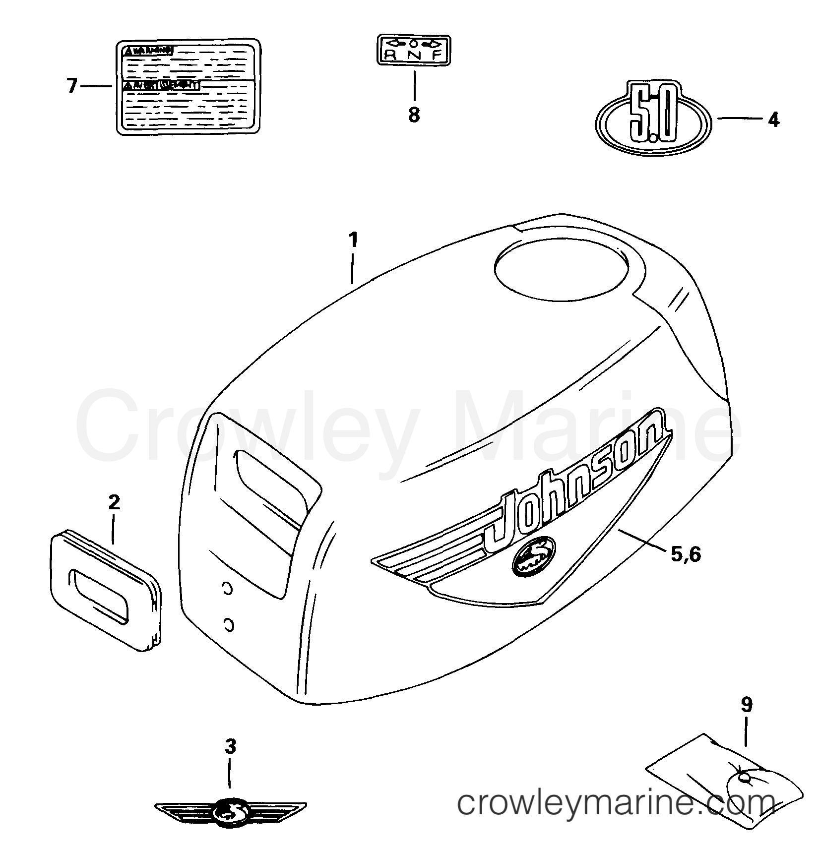 1999 Outboard 5 - J5REEC - ENGINE COVER