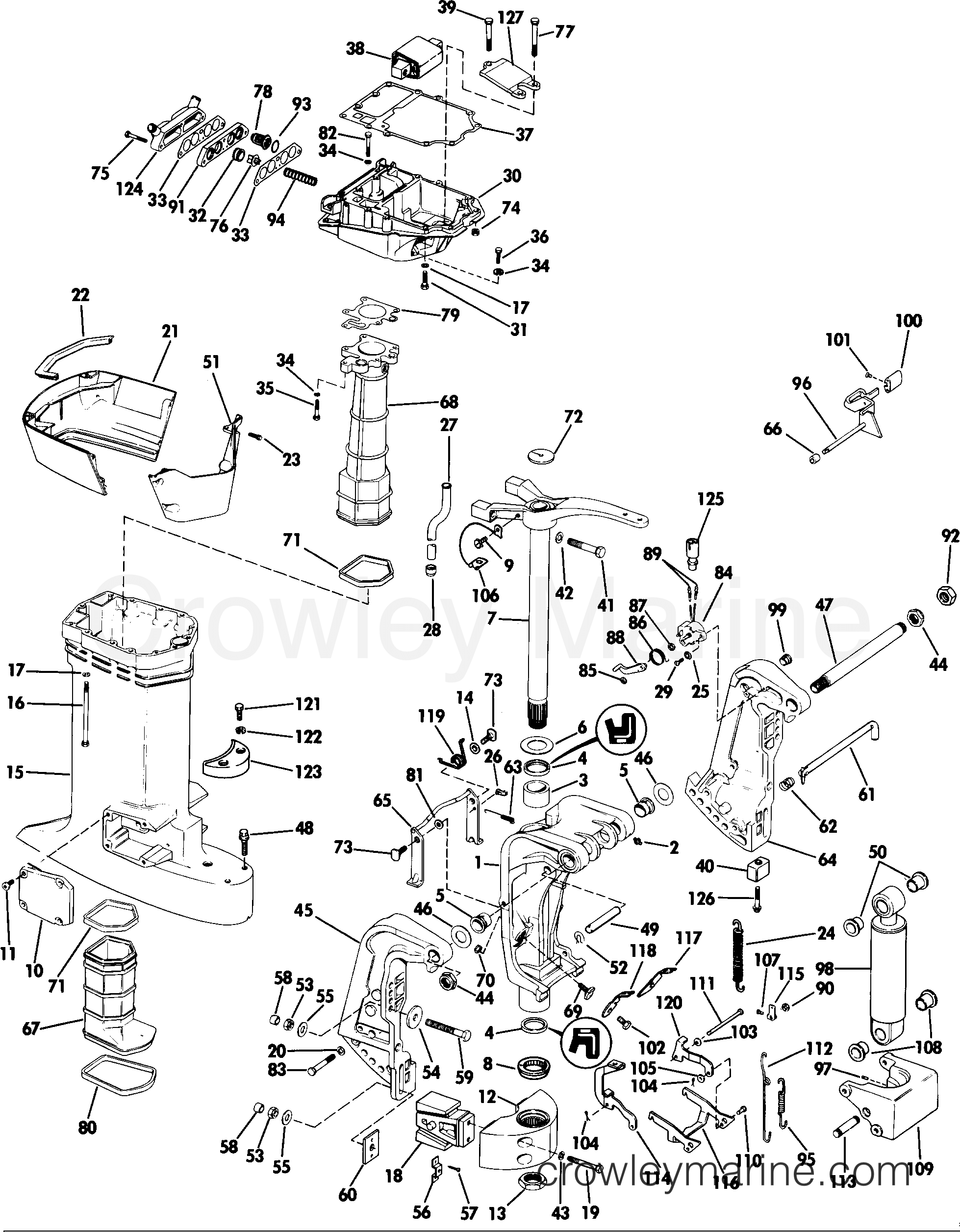 1985 Outboard 90 - J90MLCOS - MIDSECTION