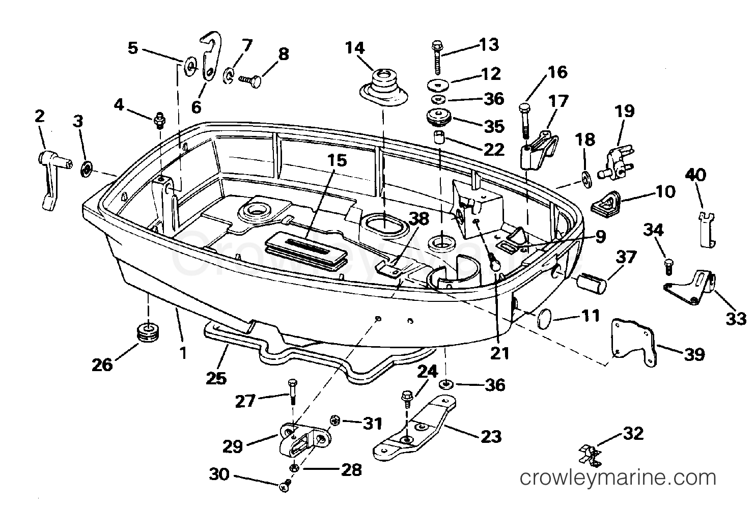 1995 Outboard 25 - J25EEOA - LOWER ENGINE COVER