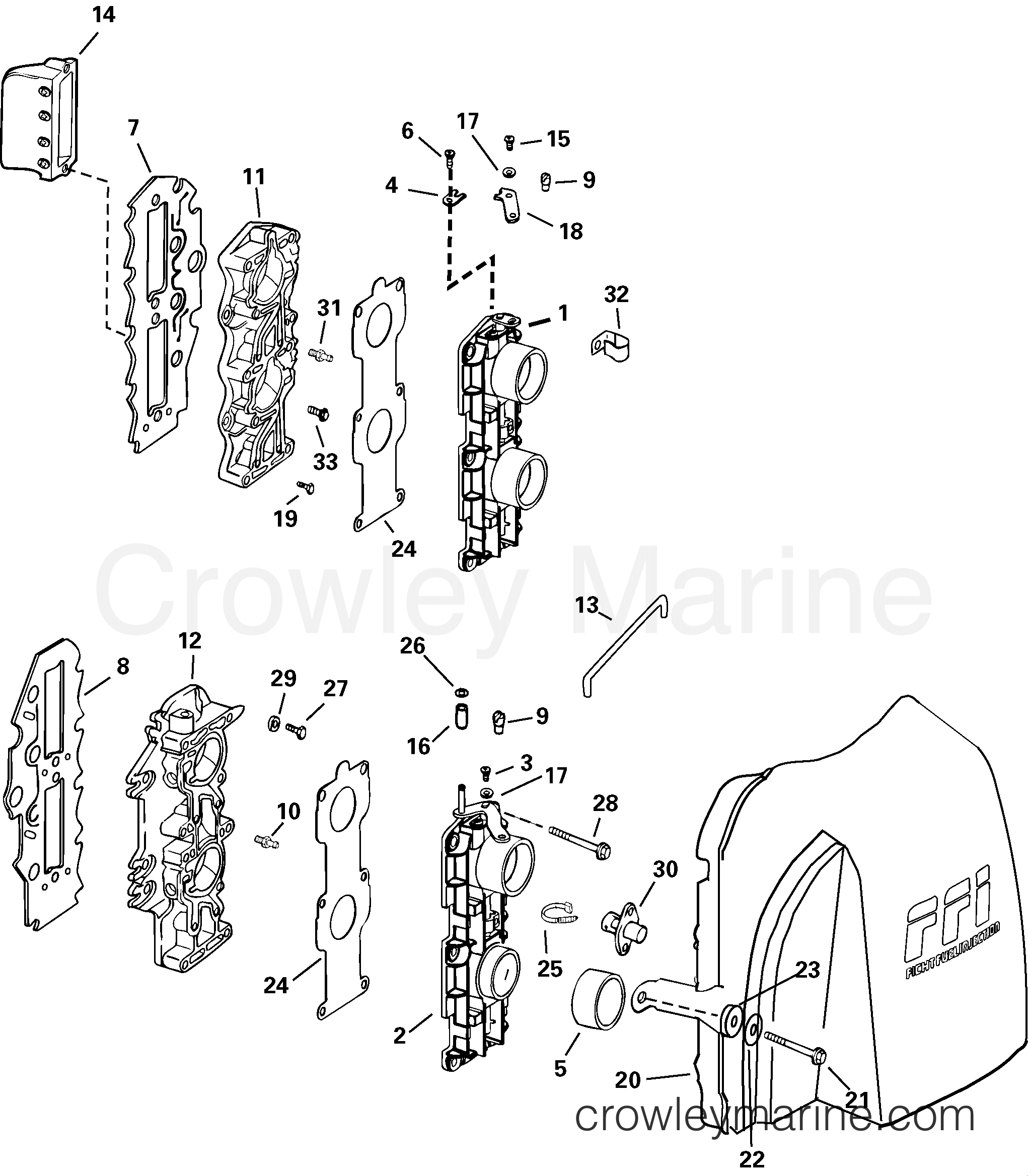 2002 Outboard 90 - E90FPLSNF - INTAKE MANIFOLD