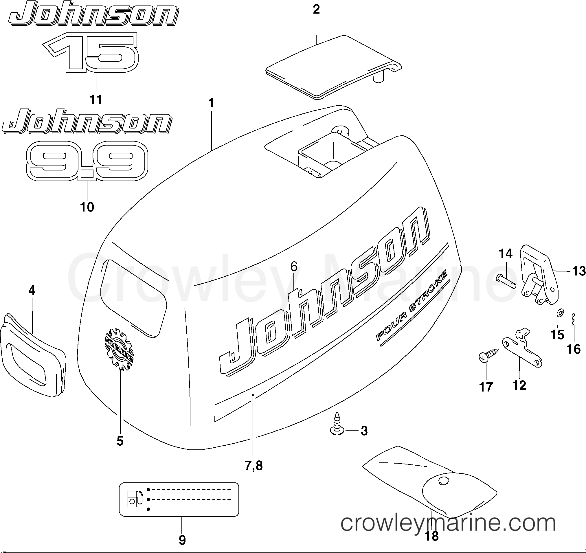 2002 Outboard 9.9 - J10TE4SNF - ENGINE COVER