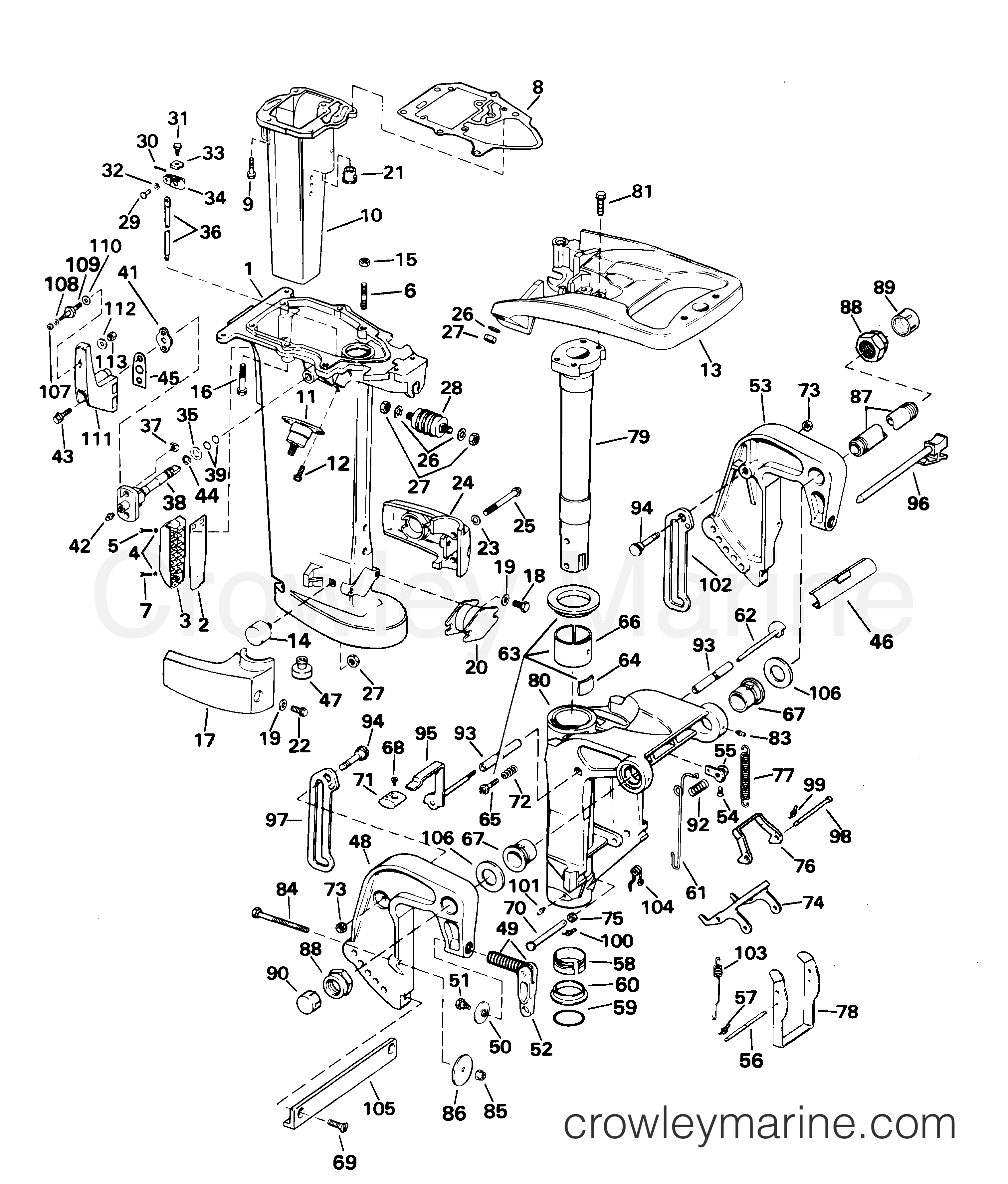 2001 Outboard 30 - J30EVLSIA - MIDSECTION