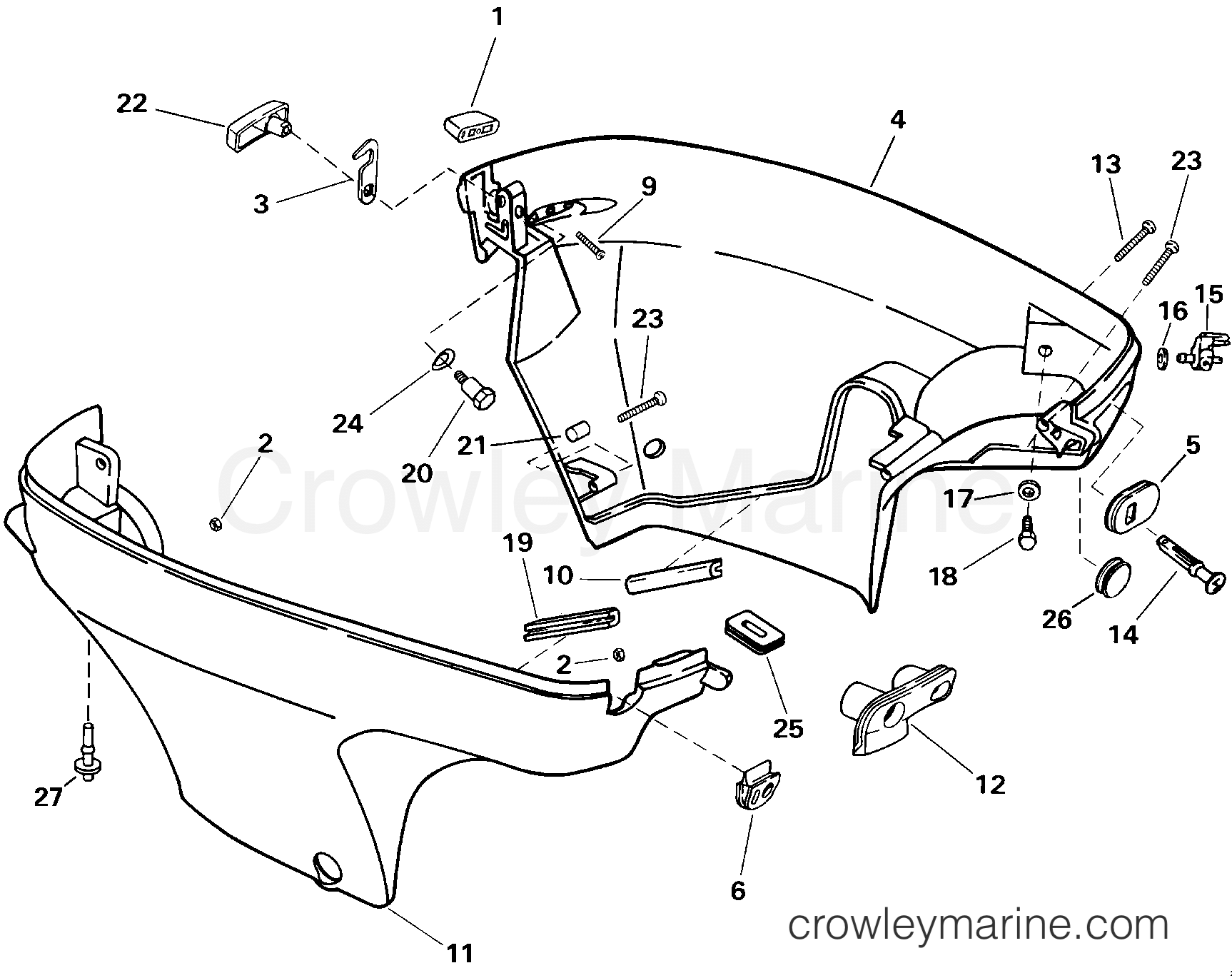 2000 Outboard 8 - E8R4SSB - LOWER ENGINE COVER