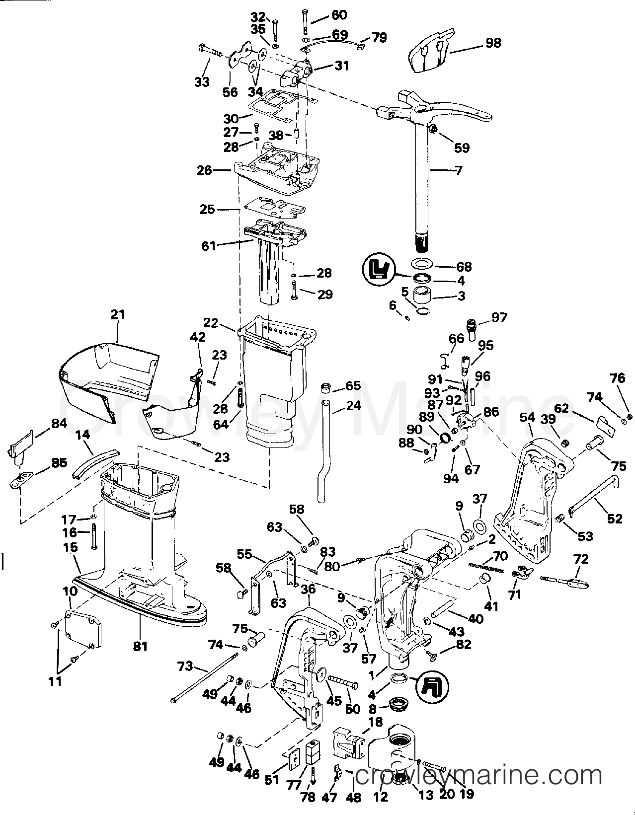 1992 Outboard 60 - J60TTLENE - MIDSECTION