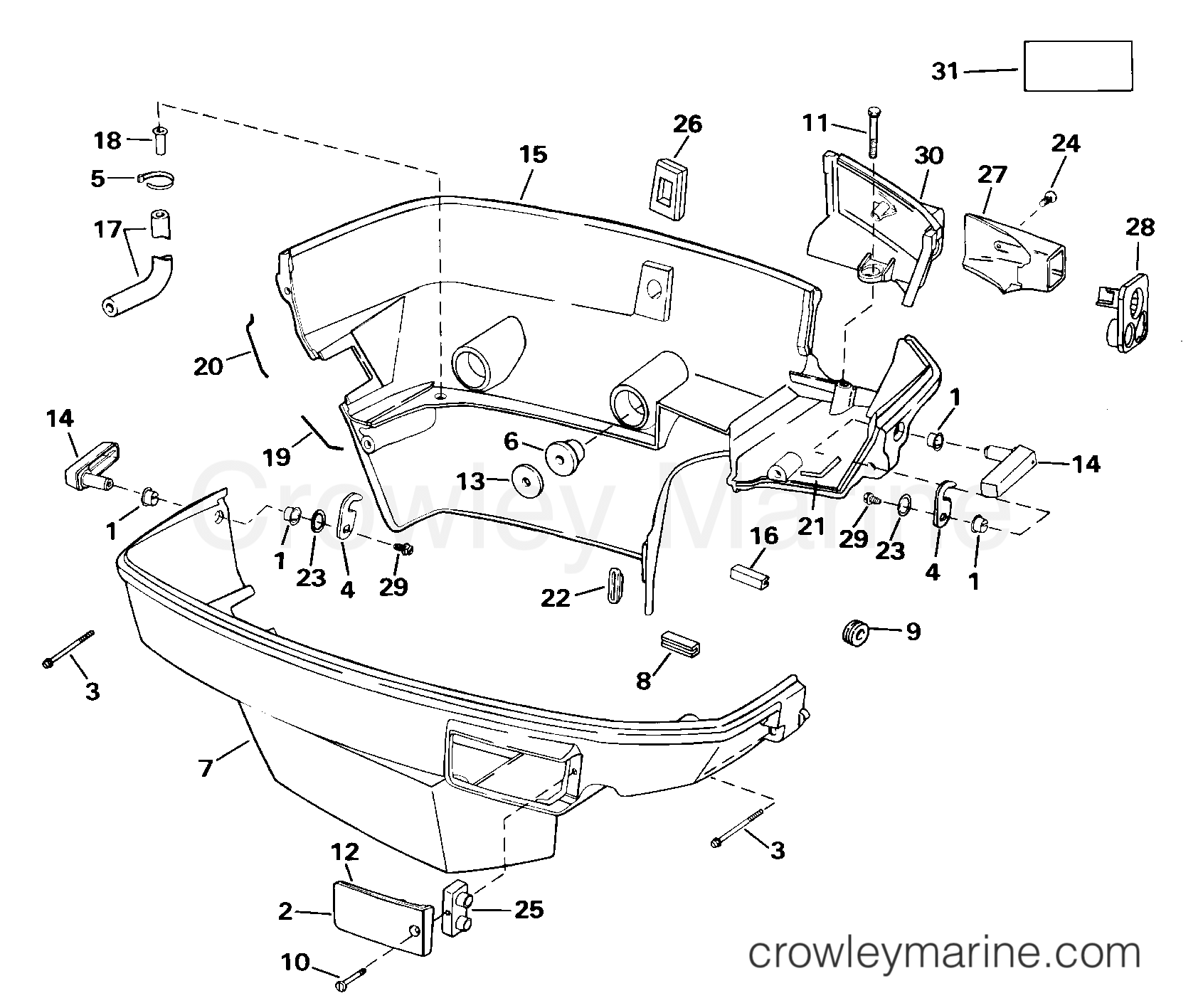 2000 Outboard 105 - E105WRYSSC - LOWER ENGINE COVER