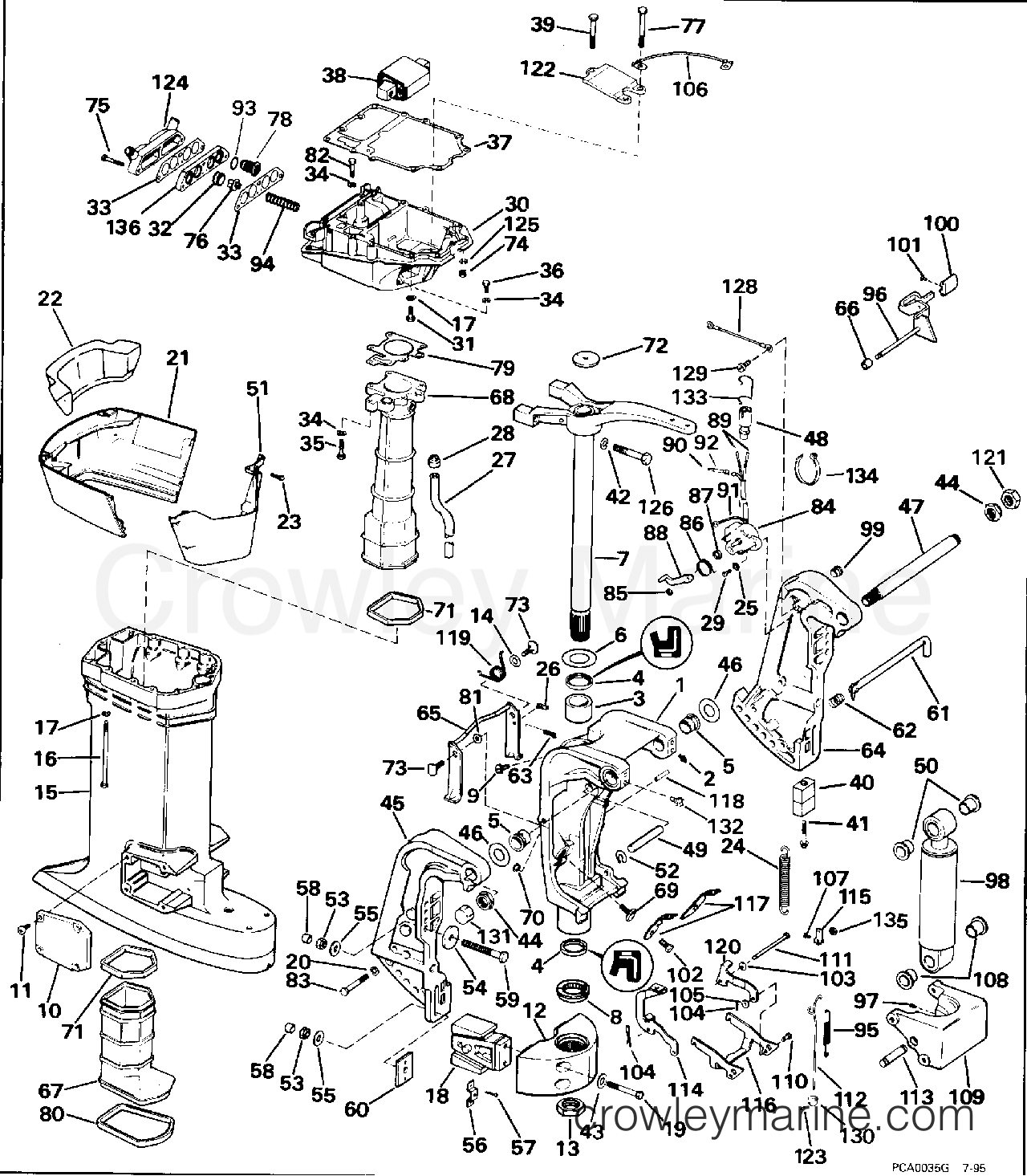 1996 Outboard 100 - SJ100WTPLM - MIDSECTION