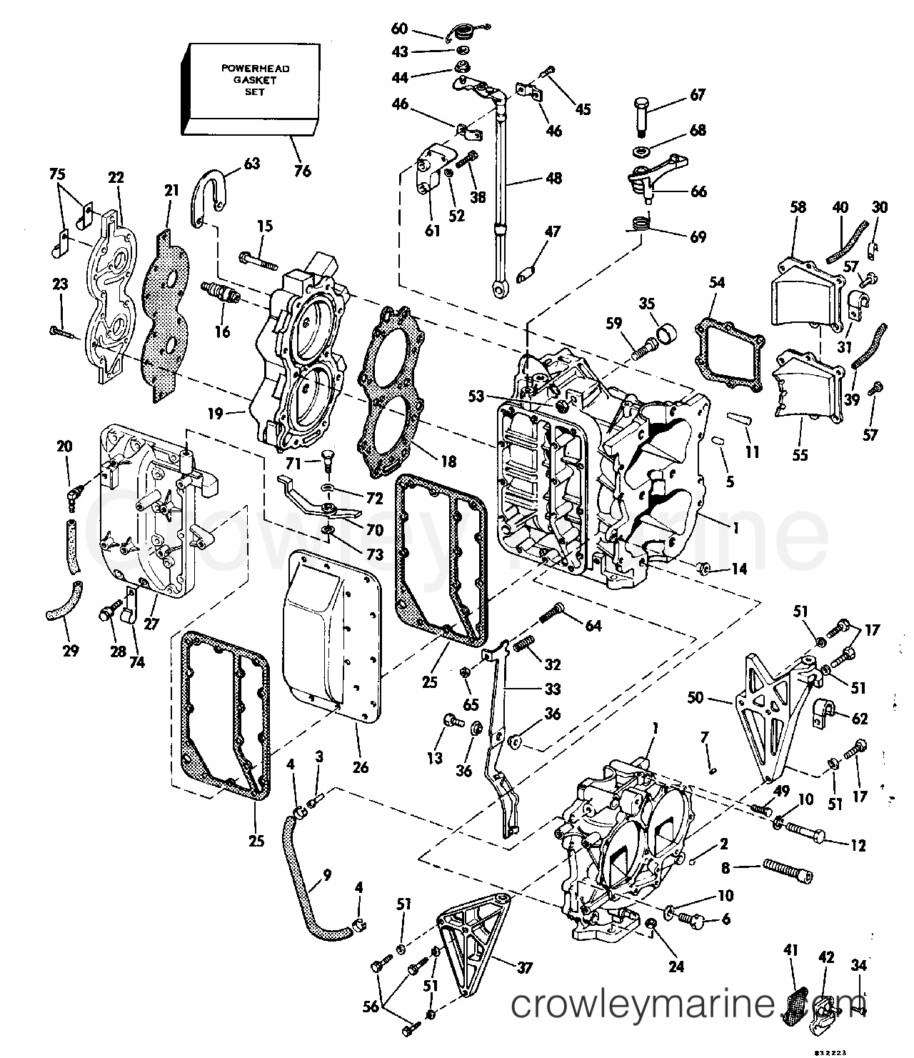 1983 Outboard 40 - J40RWCTR - CYLINDER & CRANKCASE