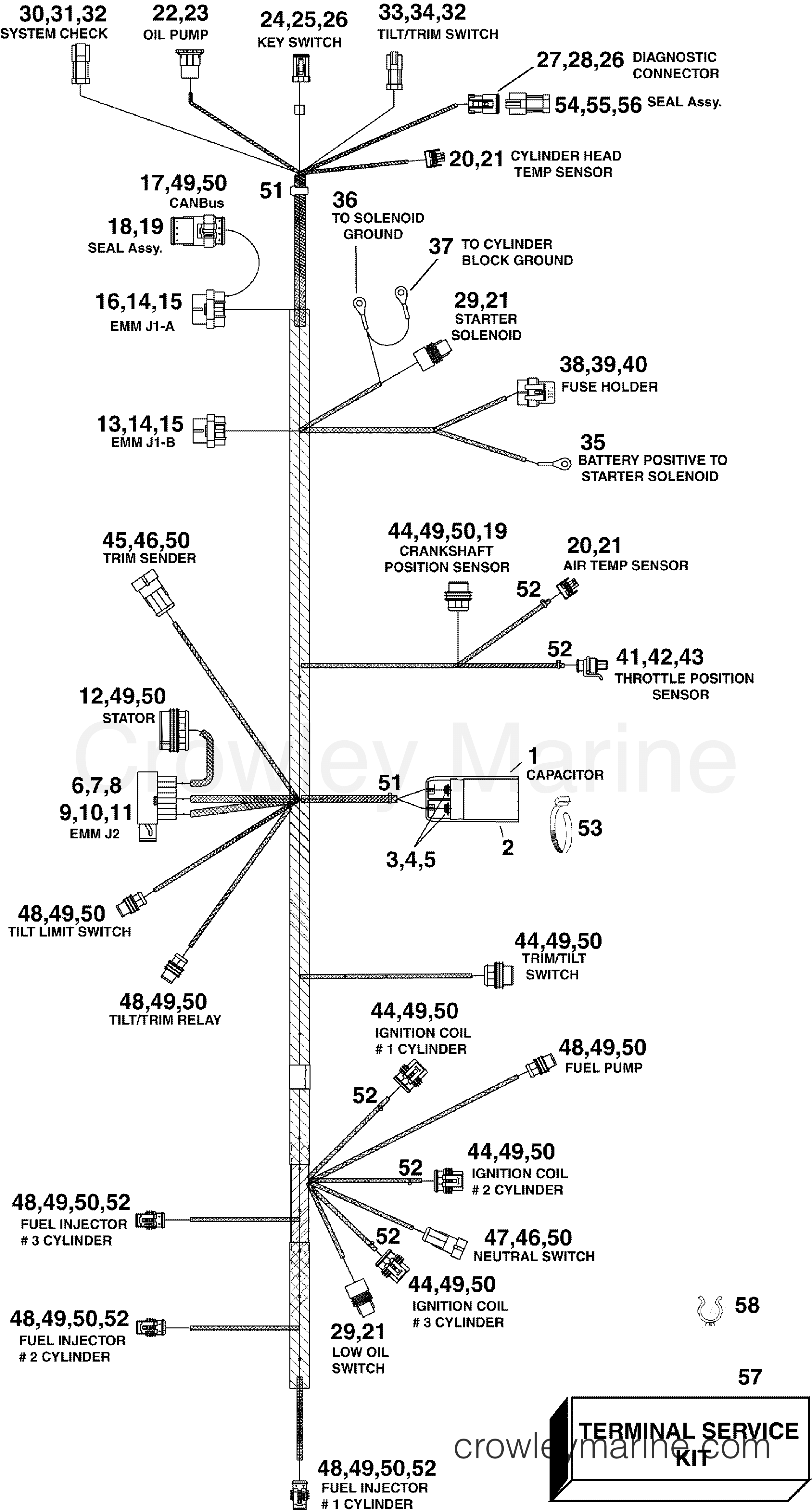 2010 Outboard 75 - E75DPLISF - ENGINE ELECTRICAL HARNESS