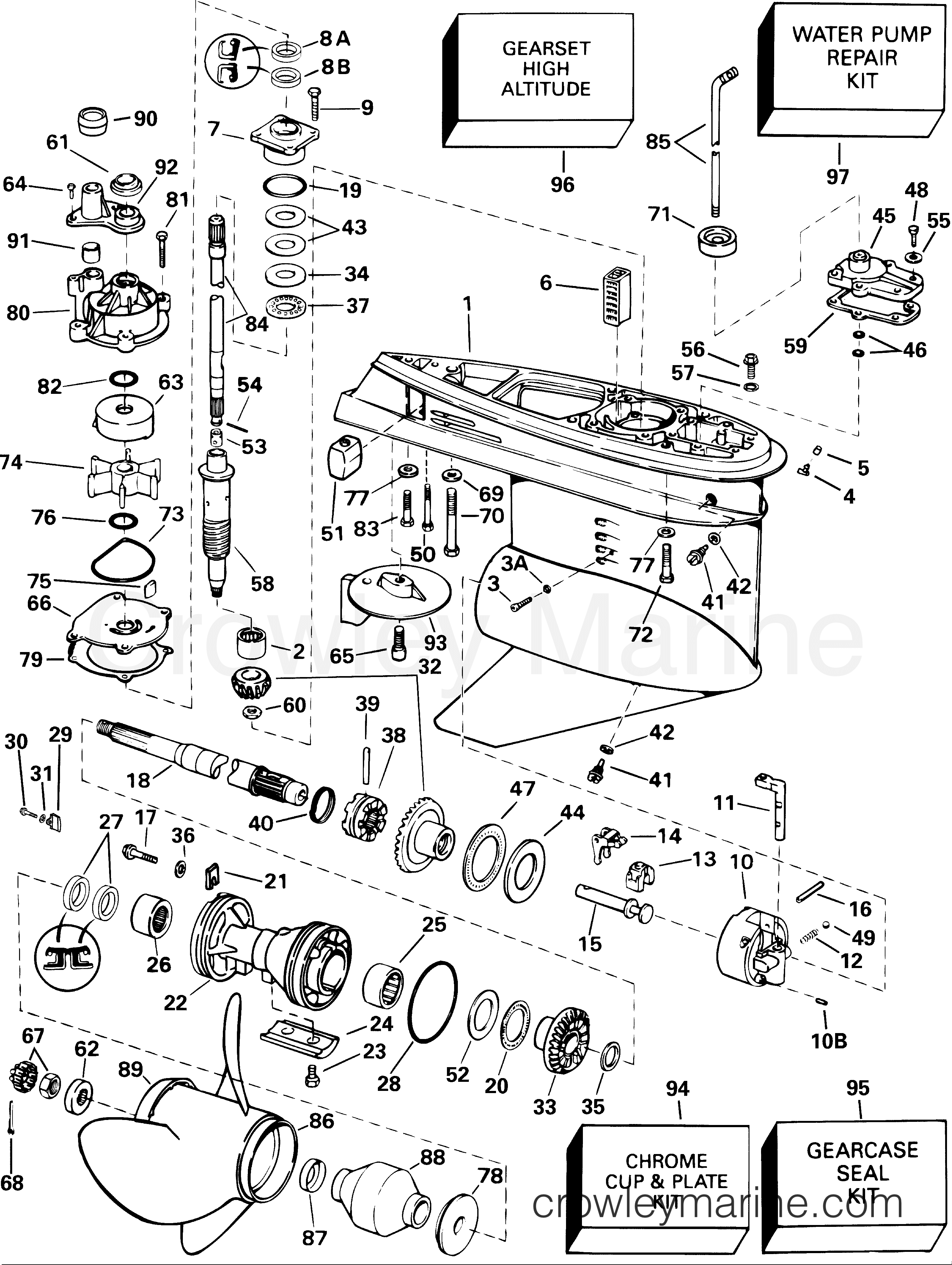 2000 Evinrude Outboards 200 - E200FPLSSH GEARCASE - STANDARD ROTATION - FL - FPL - FSL - FS MODELS section