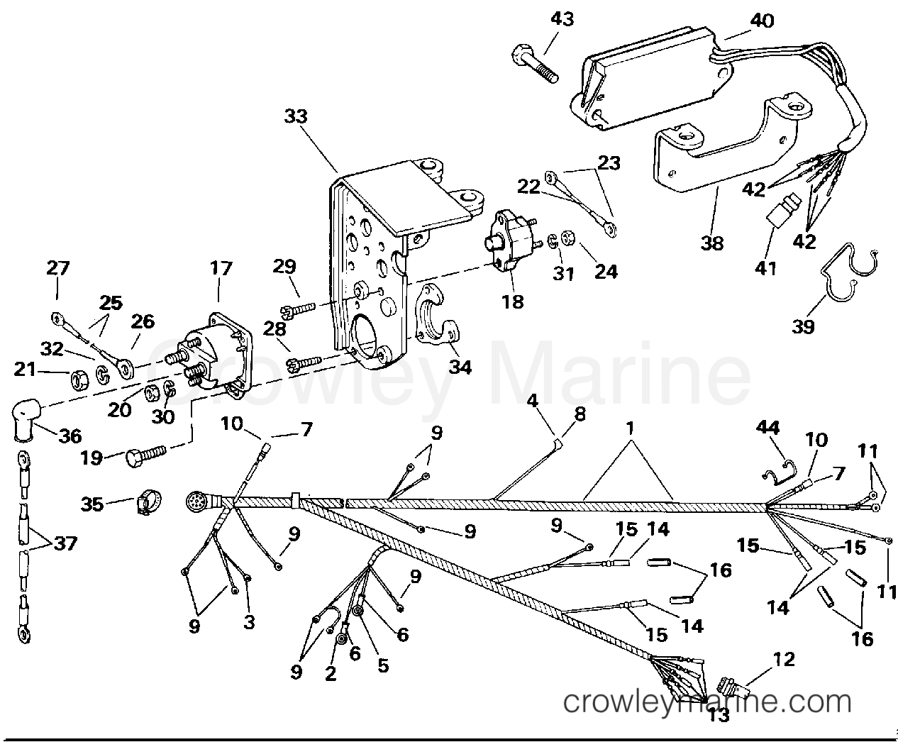 1993 OMC Stern Drive 5 - 502APLJVB - ENGINE WIRE & SHIFT MODULE section