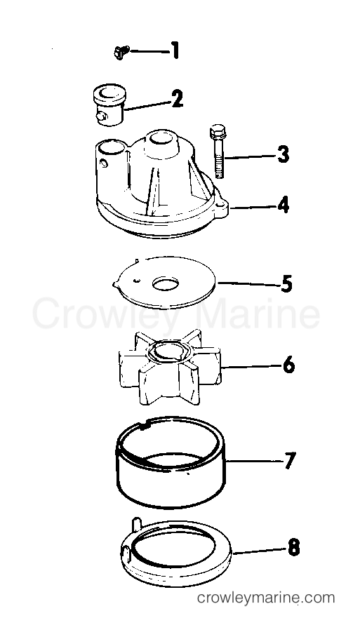 WATER PUMP REPLACEMENT KIT 2 & 4 H.P. (90 DEG. GEARCASE) 1976 Rigging