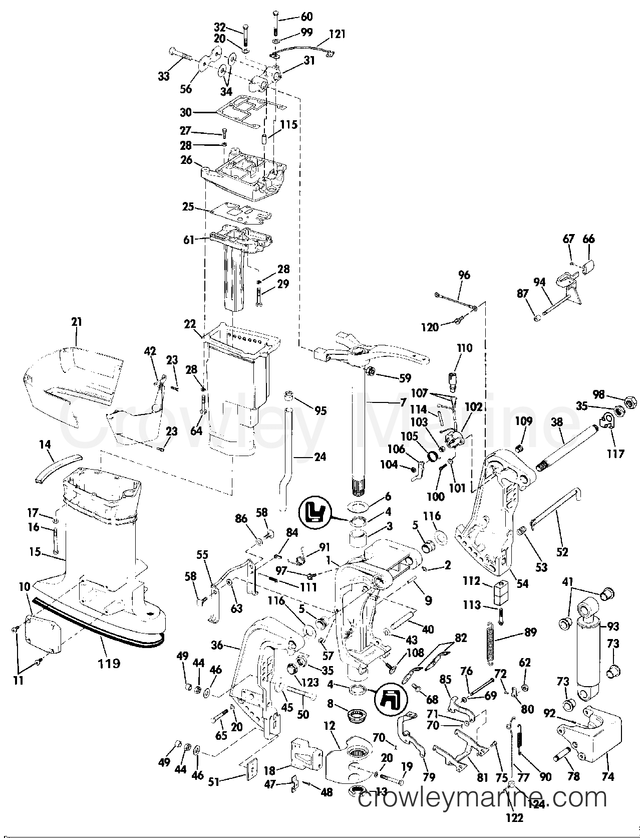 1989 Outboard 70 - J70TLCEM - MIDSECTION