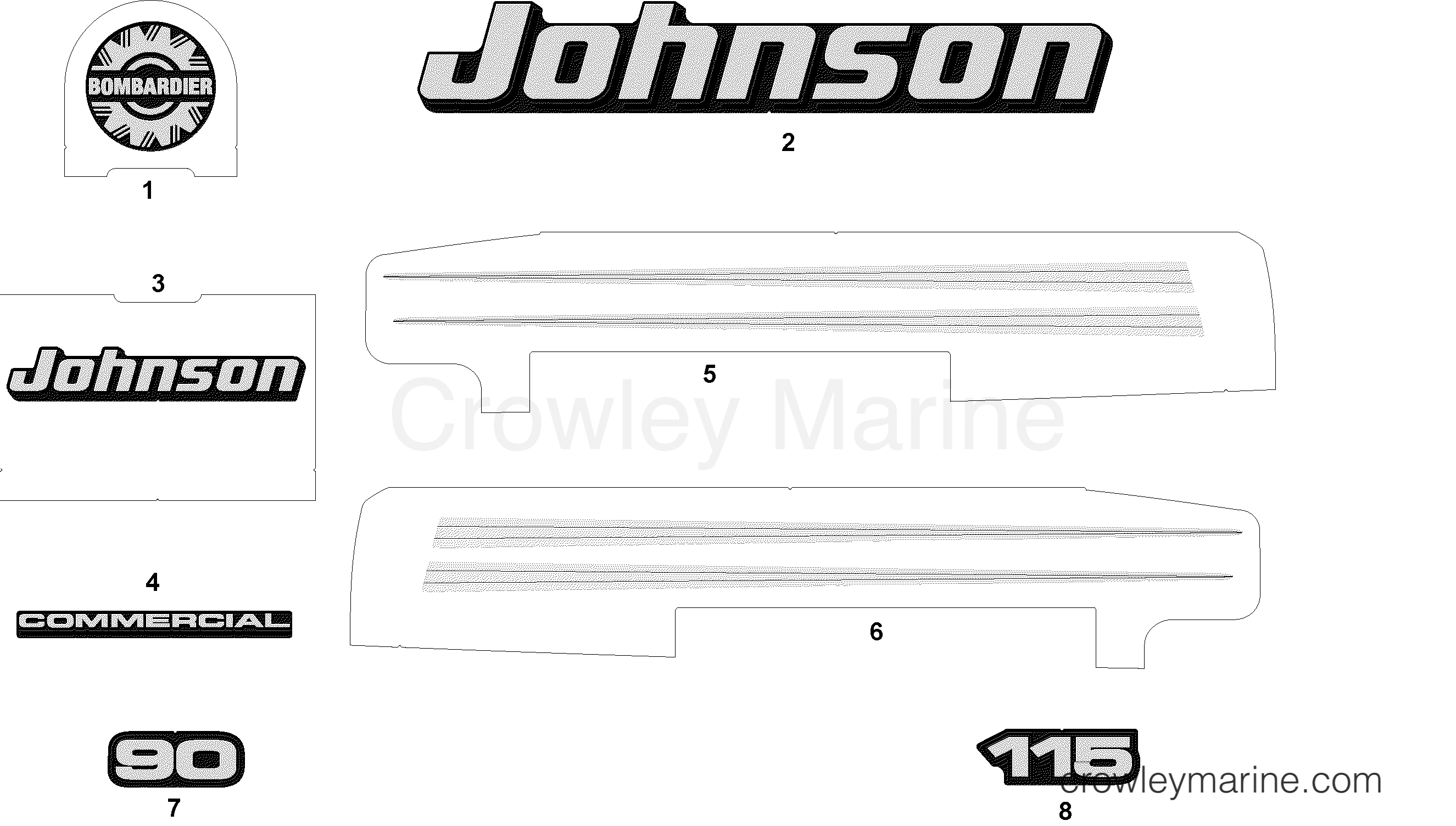 2005 Outboard 115 - J115GLSOB - DECALS GRAPHITE MODELS