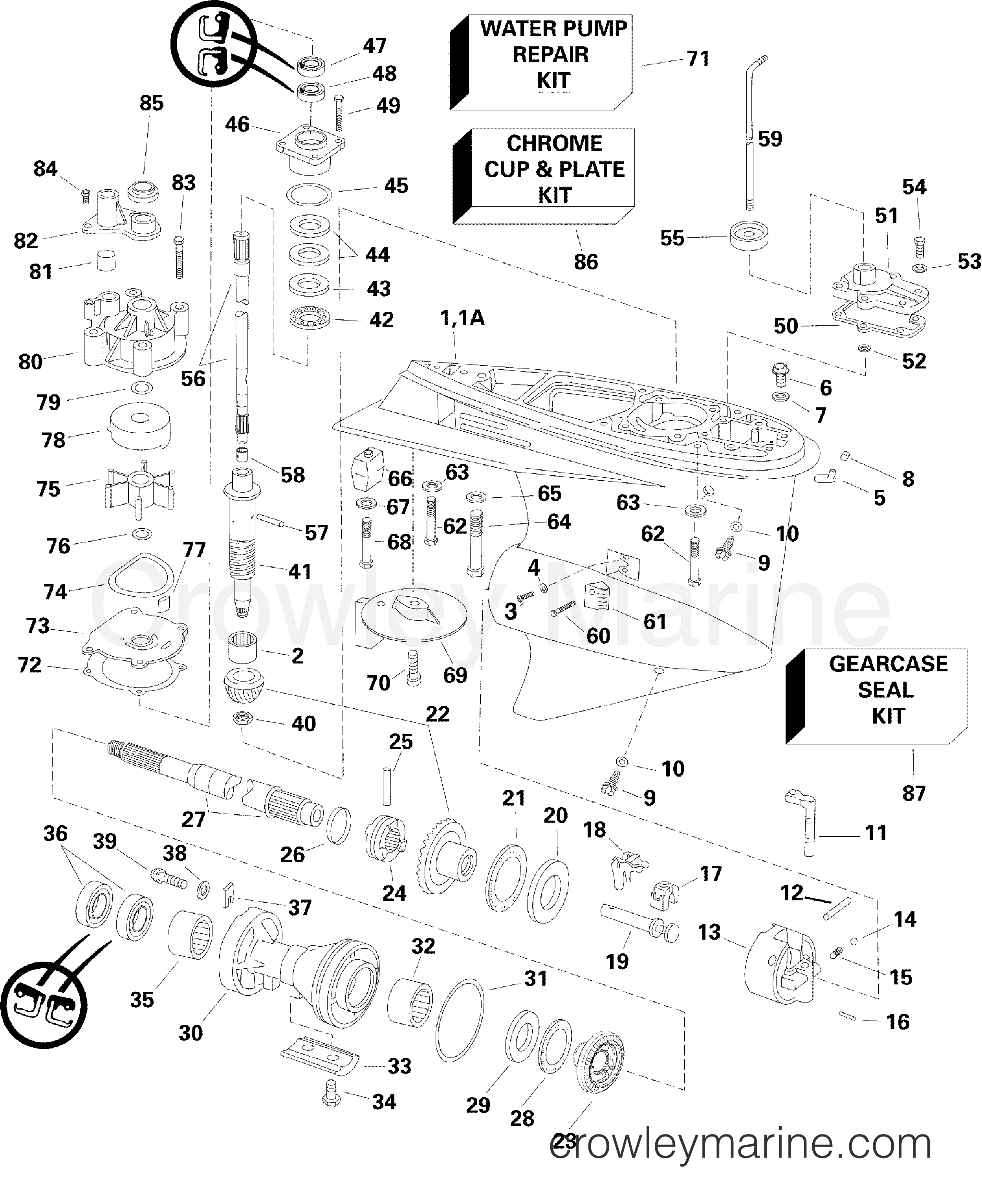2006 Outboard 90 - J90GLSDE - GEARCASE - PL, GL MODELS