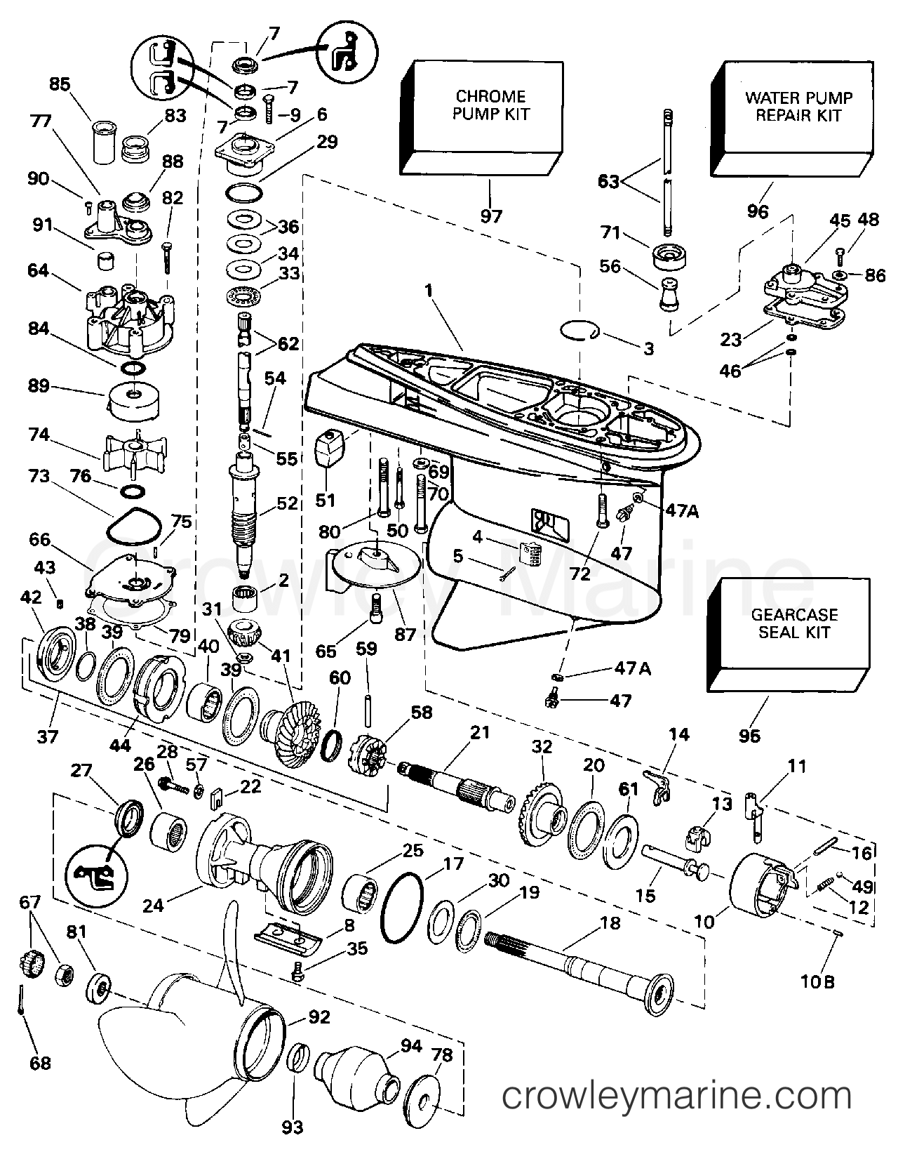 GEARCASE COUNTER ROTATION 1995 Johnson Outboards 150 J150GLEOM